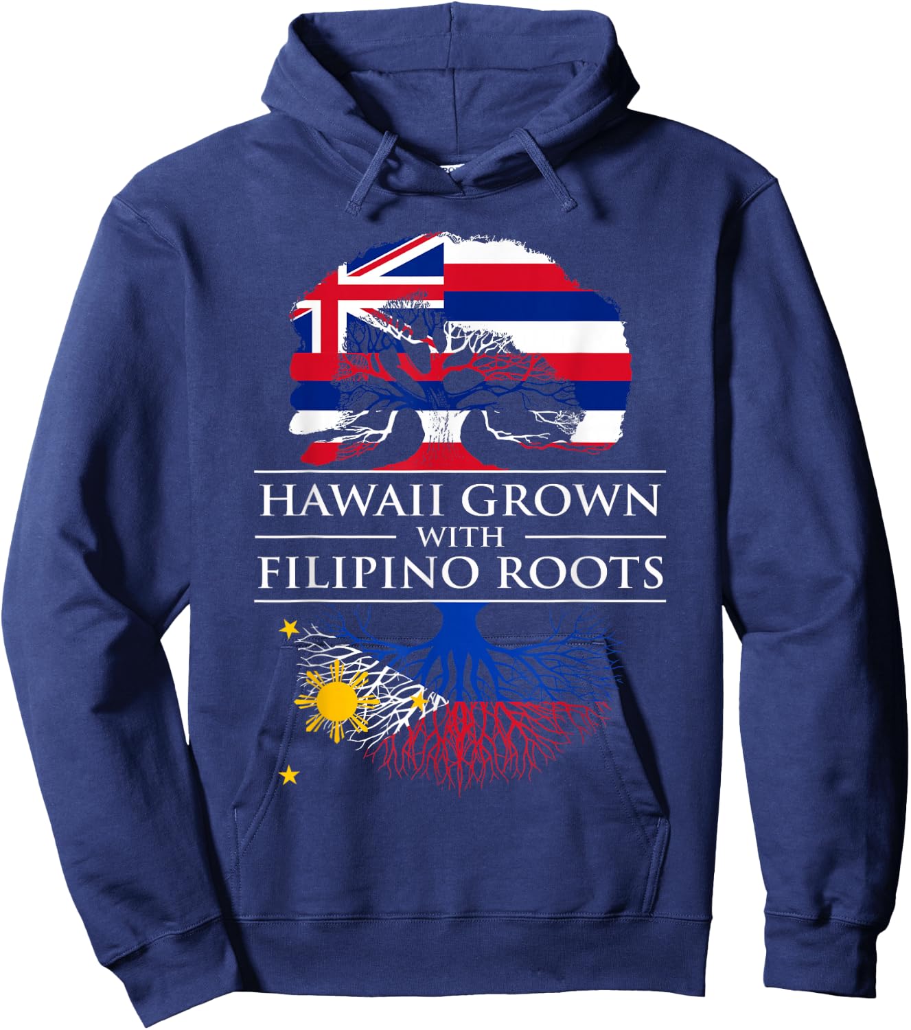 Hawaiian Filipino Shirt Hawaii Grown Filipino Roots heritage Hoodie - Hoodie | Navy