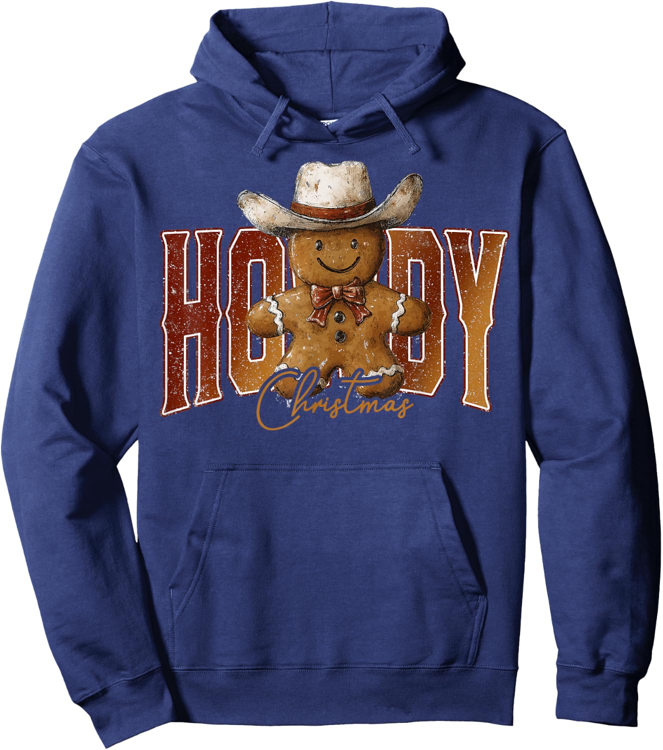 Howdy Christmas Gingerbread Man Cowboy Rodeo Western Country Hoodie - Hoodie | Navy