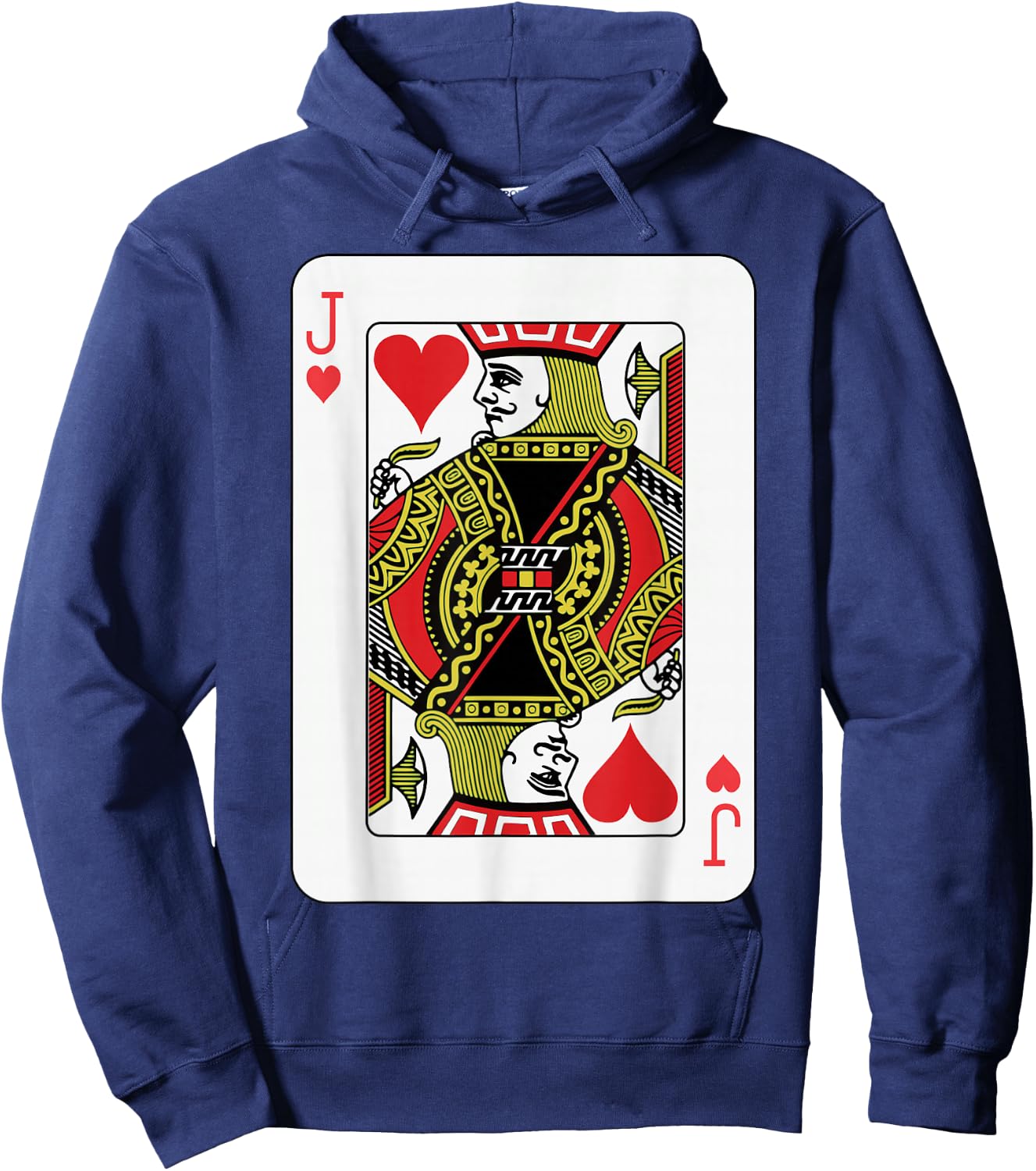 Jack of Hearts Playing Card Poker Hoodie - Hoodie | Navy