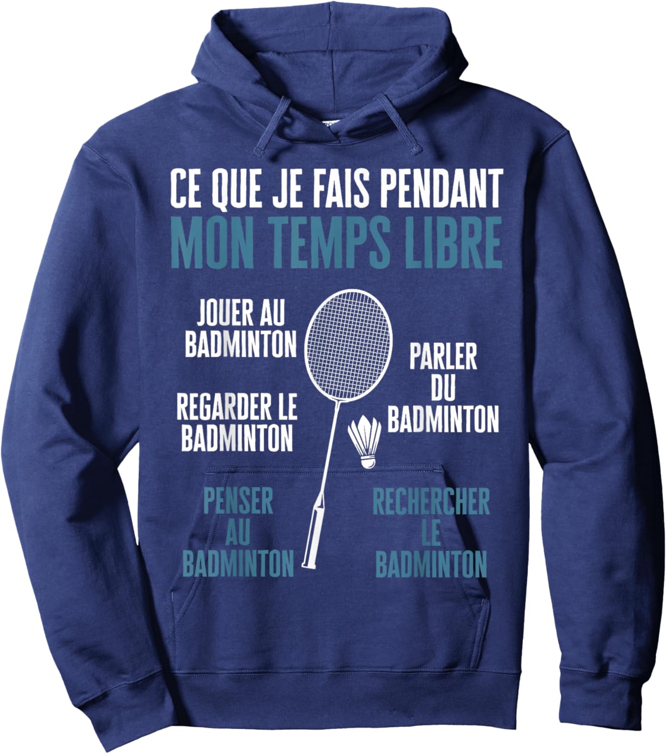 Boys Funny Play Badminton Watch The Badminton , Black, S Hoodie - Hoodie | Navy