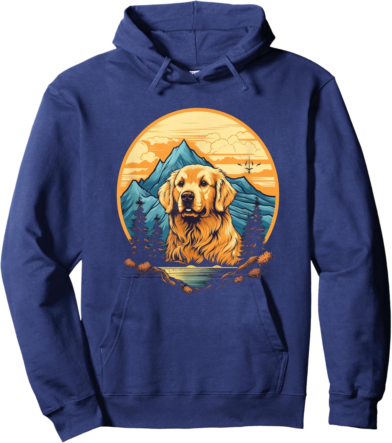 Retro Golden Retriever Men Women Kids Hoodie - Hoodie | Navy