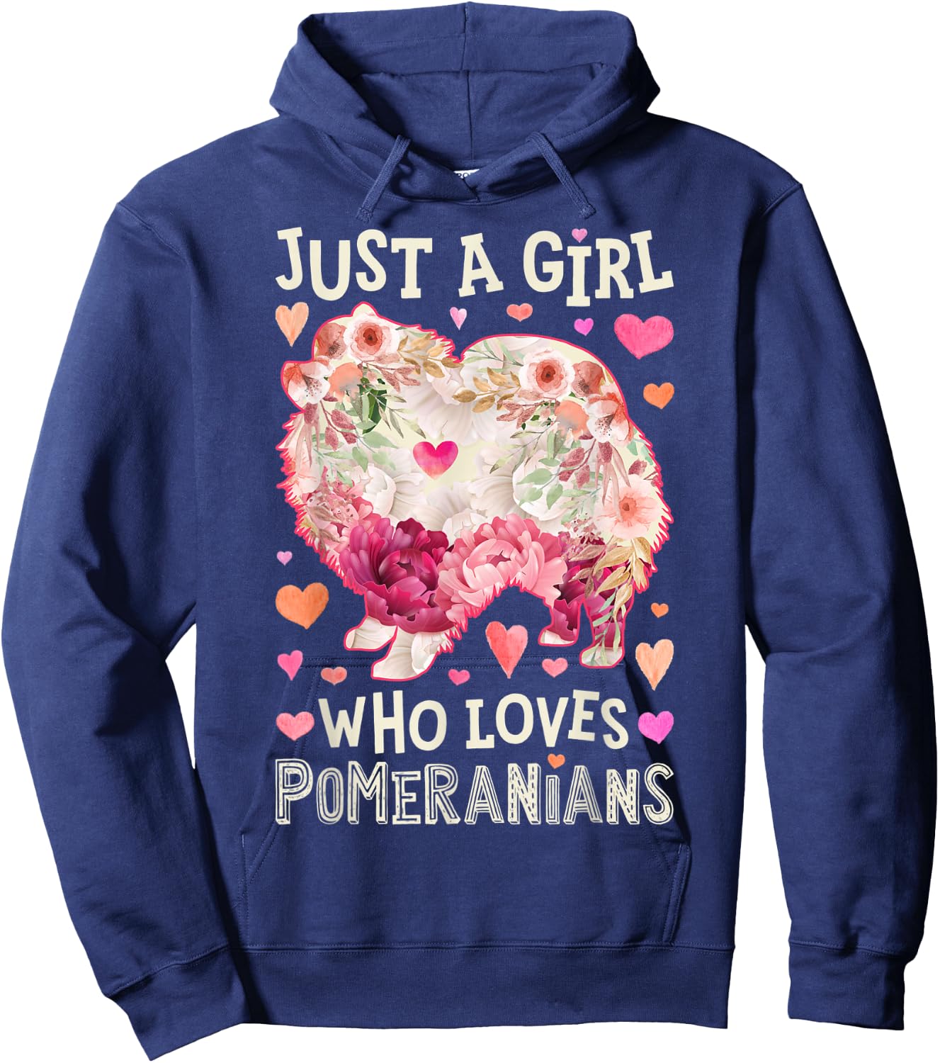 Pomeranian Just A Girl Who Loves Dog Flower Women Floral Hoodie - Hoodie | Navy