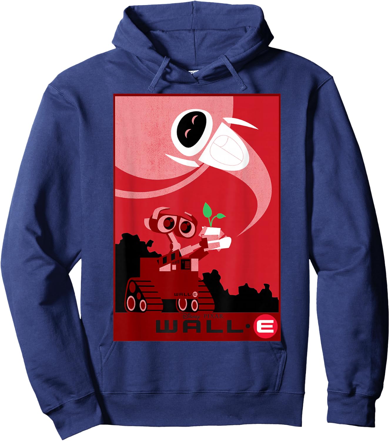 Disney Pixar Wall-E and EVE Find A Plant Red Hue Portrait Hoodie - Hoodie | Navy