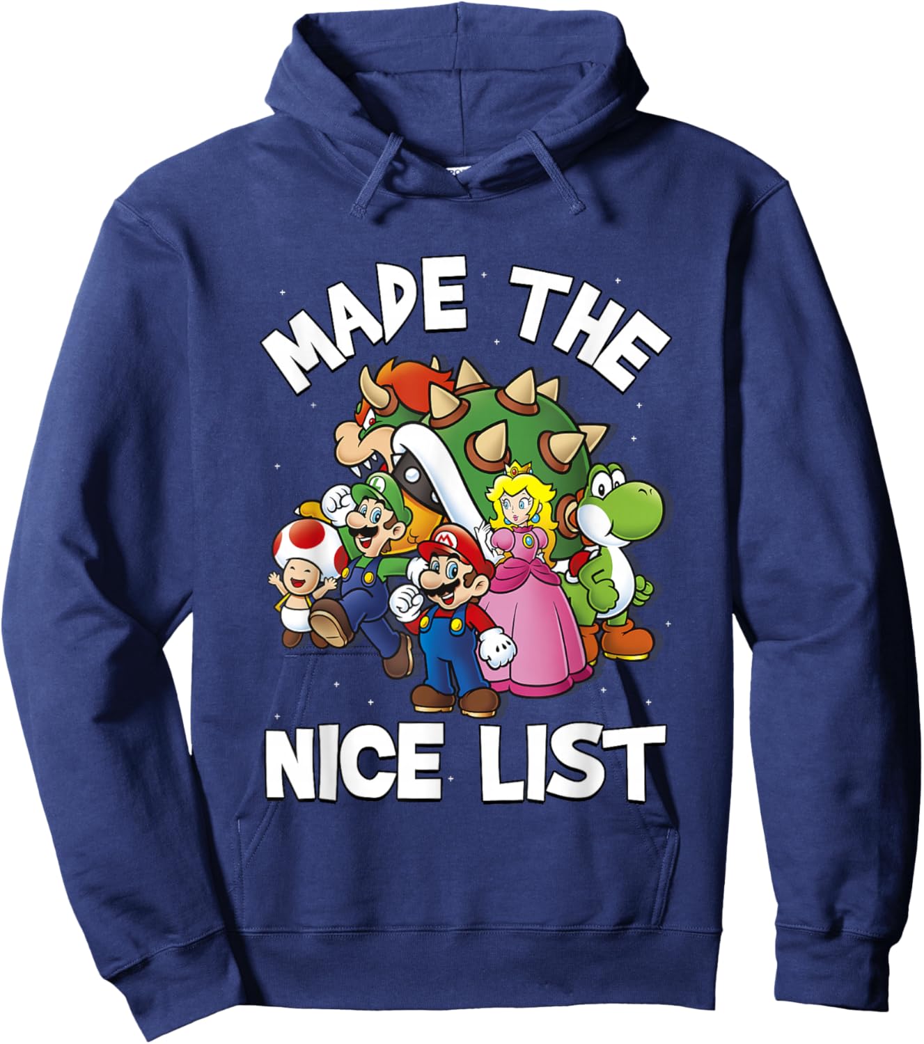 Super Mario Christmas Made The Nice List Group Shot Hoodie - Hoodie | Navy