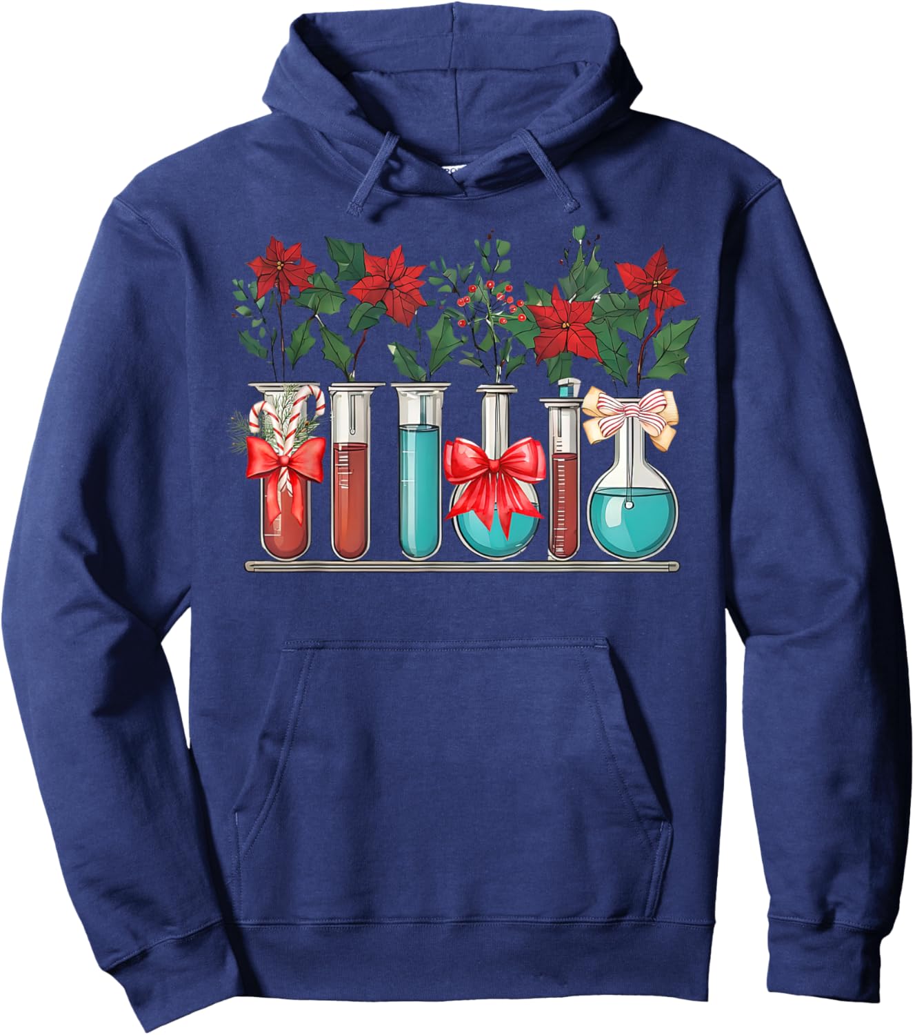 Test Tube Flower Christmas Chemistry Nerd Science Teacher Hoodie - Hoodie | Navy