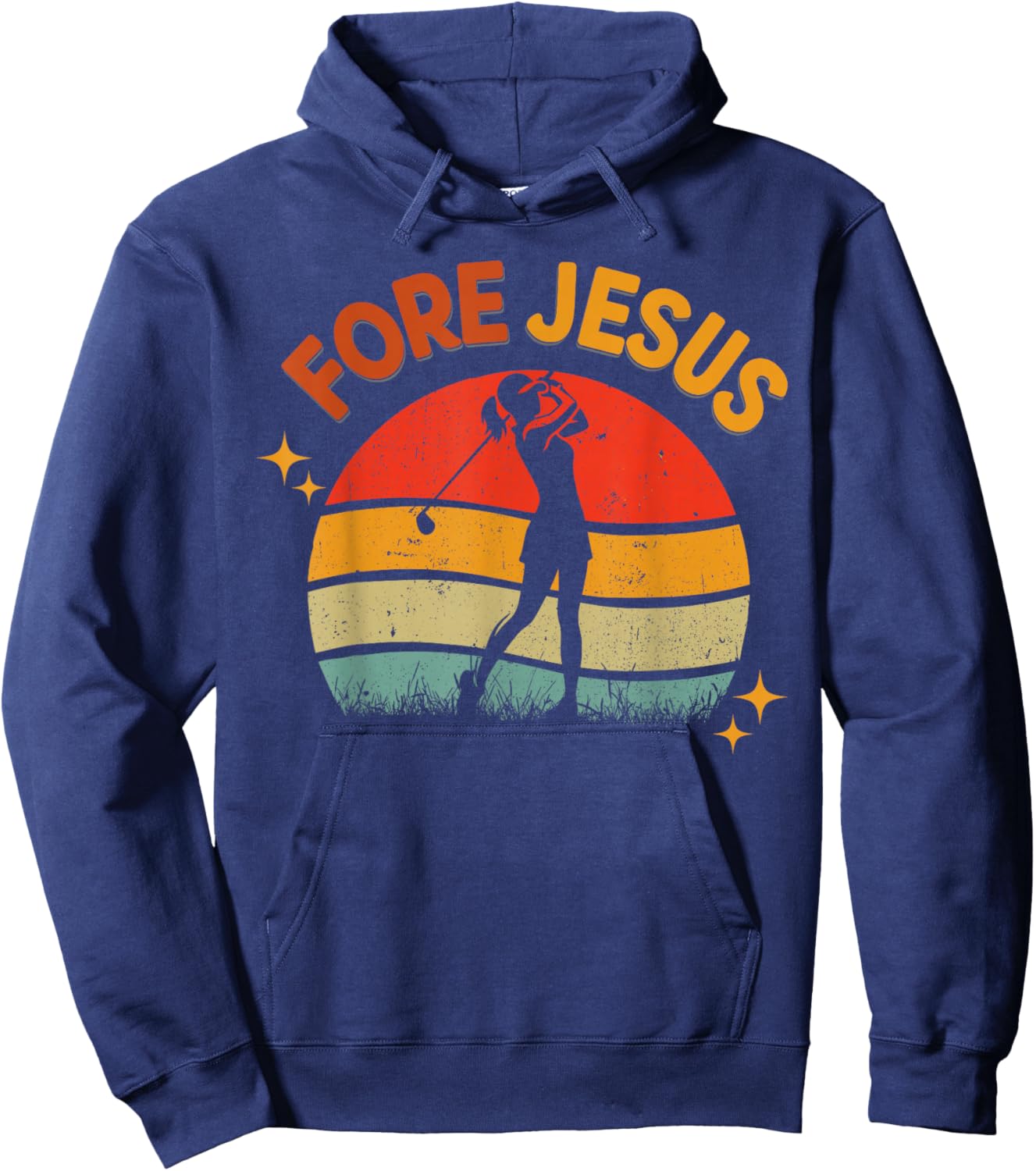 FORE Jesus Christian Golf Retro 70s Religious Golfing Hoodie - Hoodie | Navy