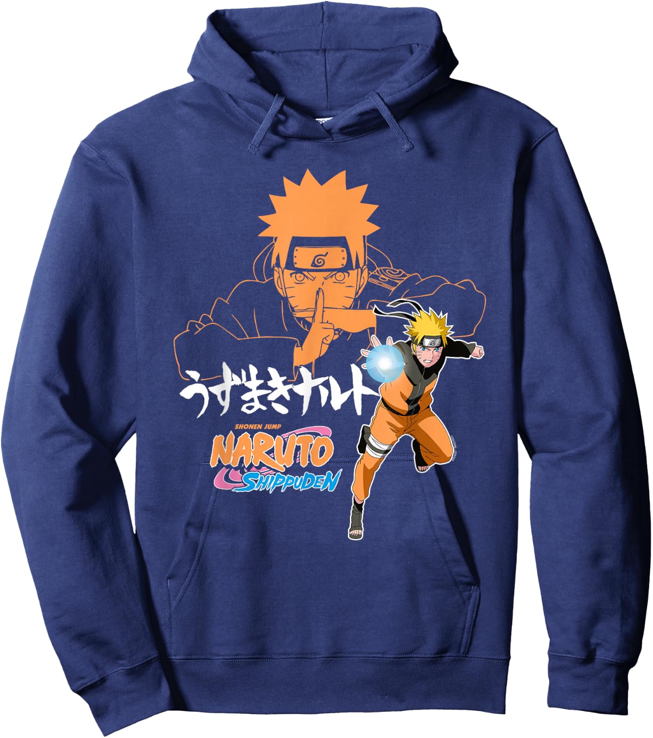 Naruto Shippuden Naruto Uzumaki Jutsu with Kanji Anime Hoodie - Hoodie | Navy