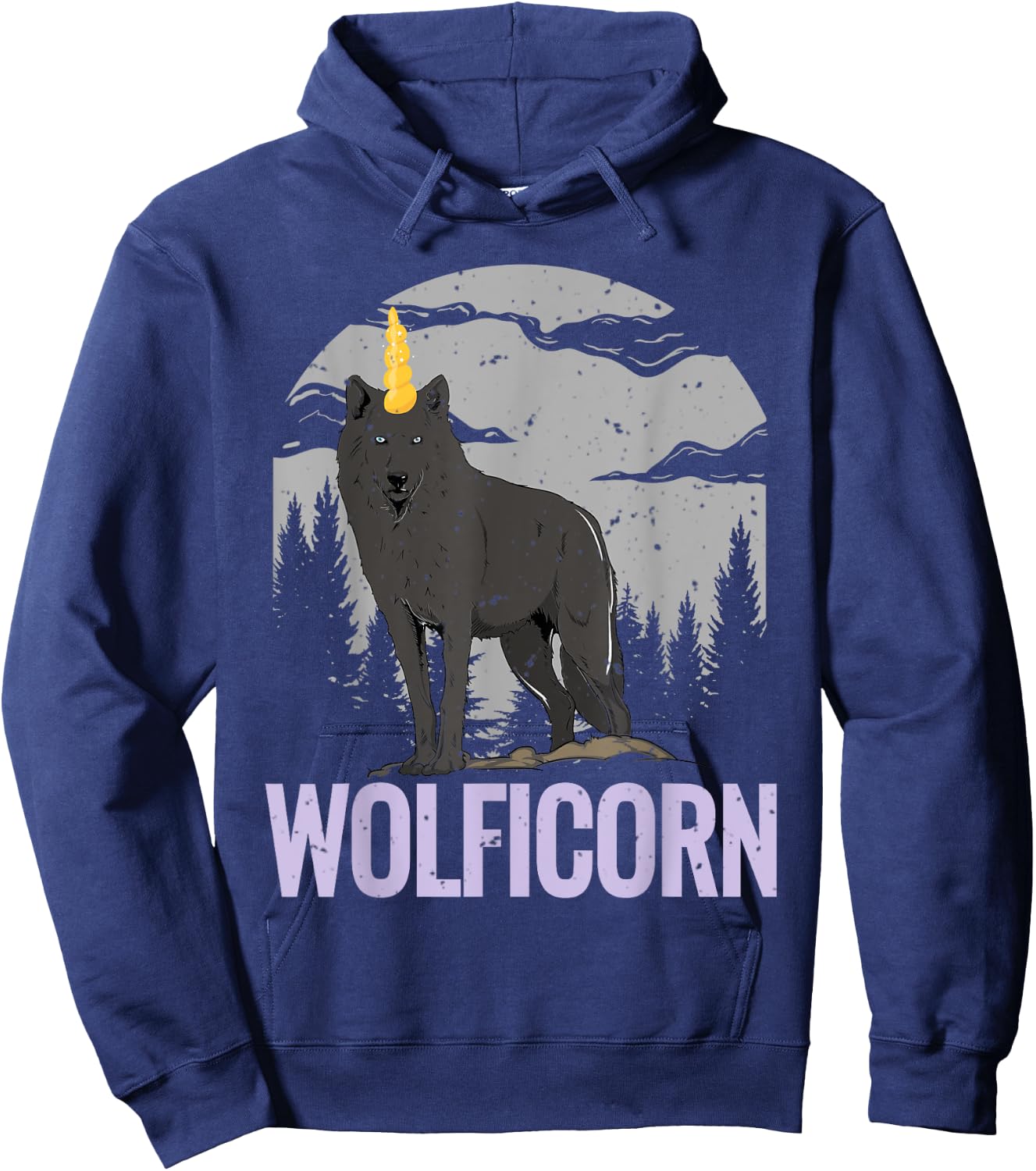 Wolf T Shirt Women Men Kids Wolficorn Unicorn Gift Hoodie - Hoodie | Navy