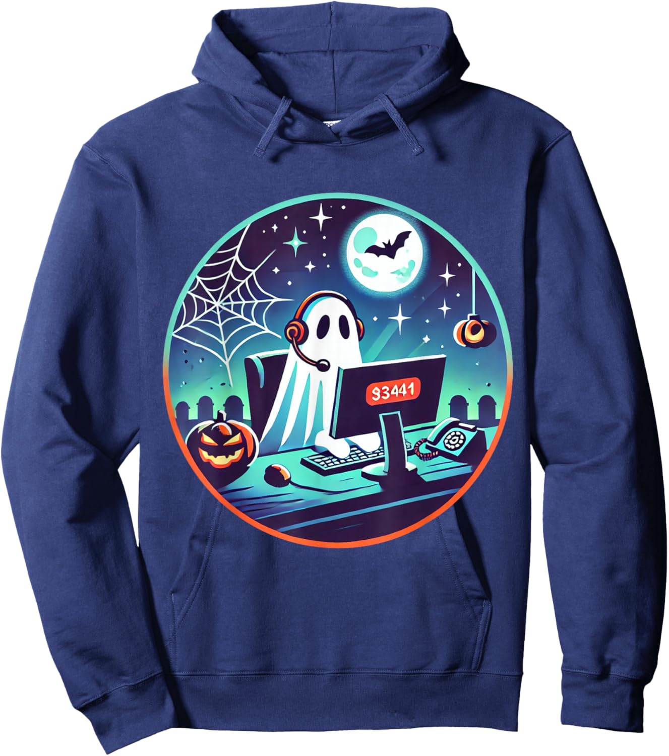Ghost Call Center Rep Funny Halloween Costume Job Profession Hoodie - Hoodie | Navy