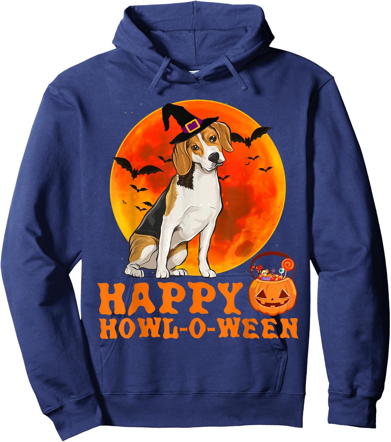Funny Beagle Dog Halloween Happy Howl-o-ween Hoodie - Hoodie | Navy