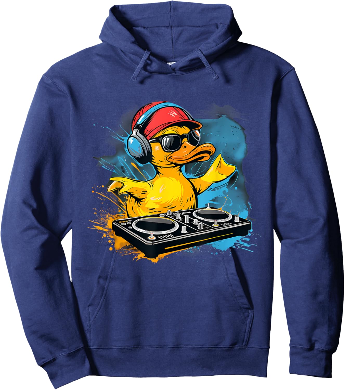 Rubber Duck Turntable DJ Rubber Duckling Music Lover Techno Hoodie - Hoodie | Navy