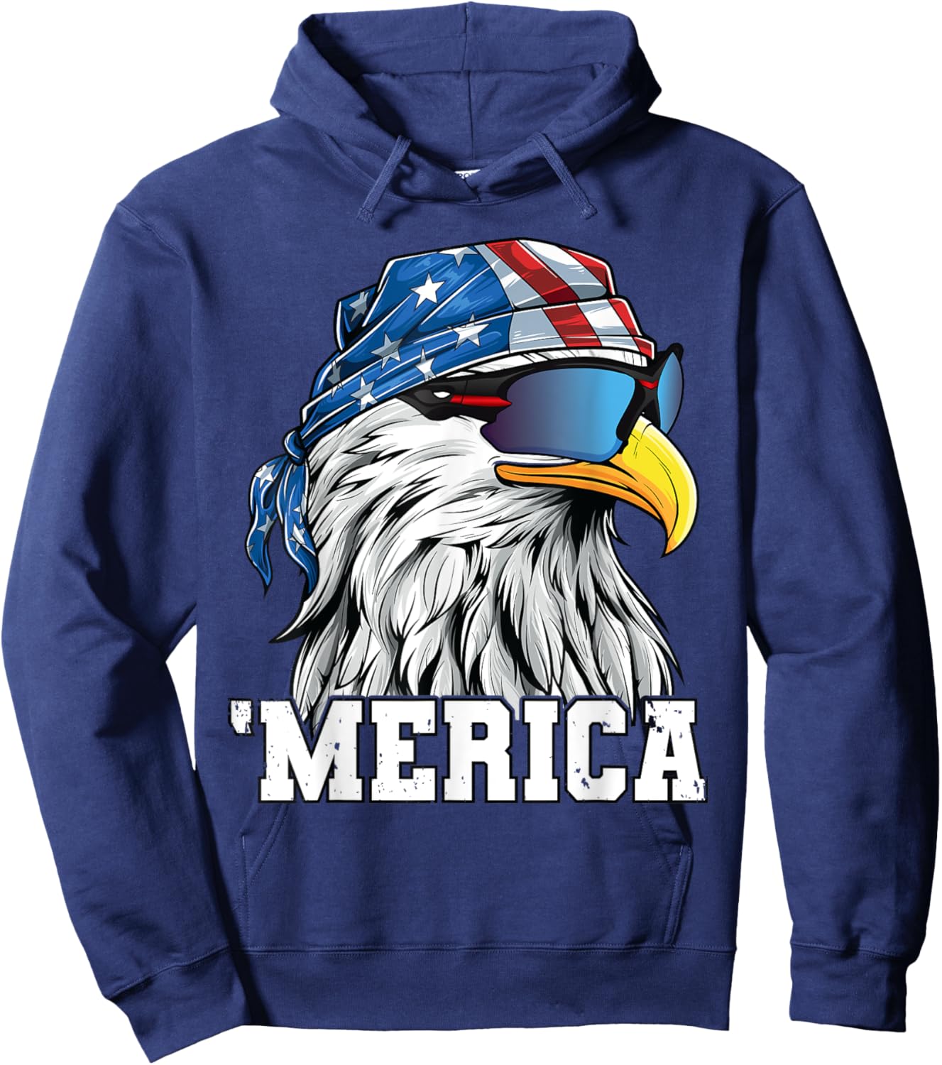 Patriotic 4th of July Shirt Men Women USA Bald Eagle Merica Hoodie - Hoodie | Navy