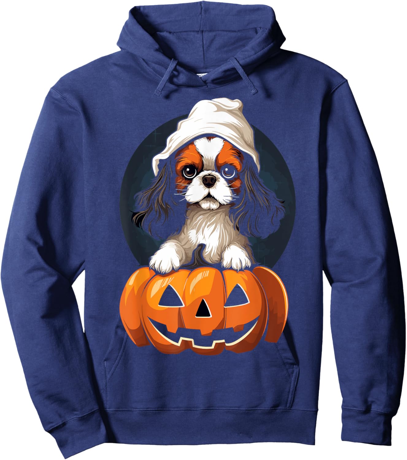 Funny Halloween Cavalier King Charles Spaniel Dog Pumpkin Hoodie - Hoodie | Navy