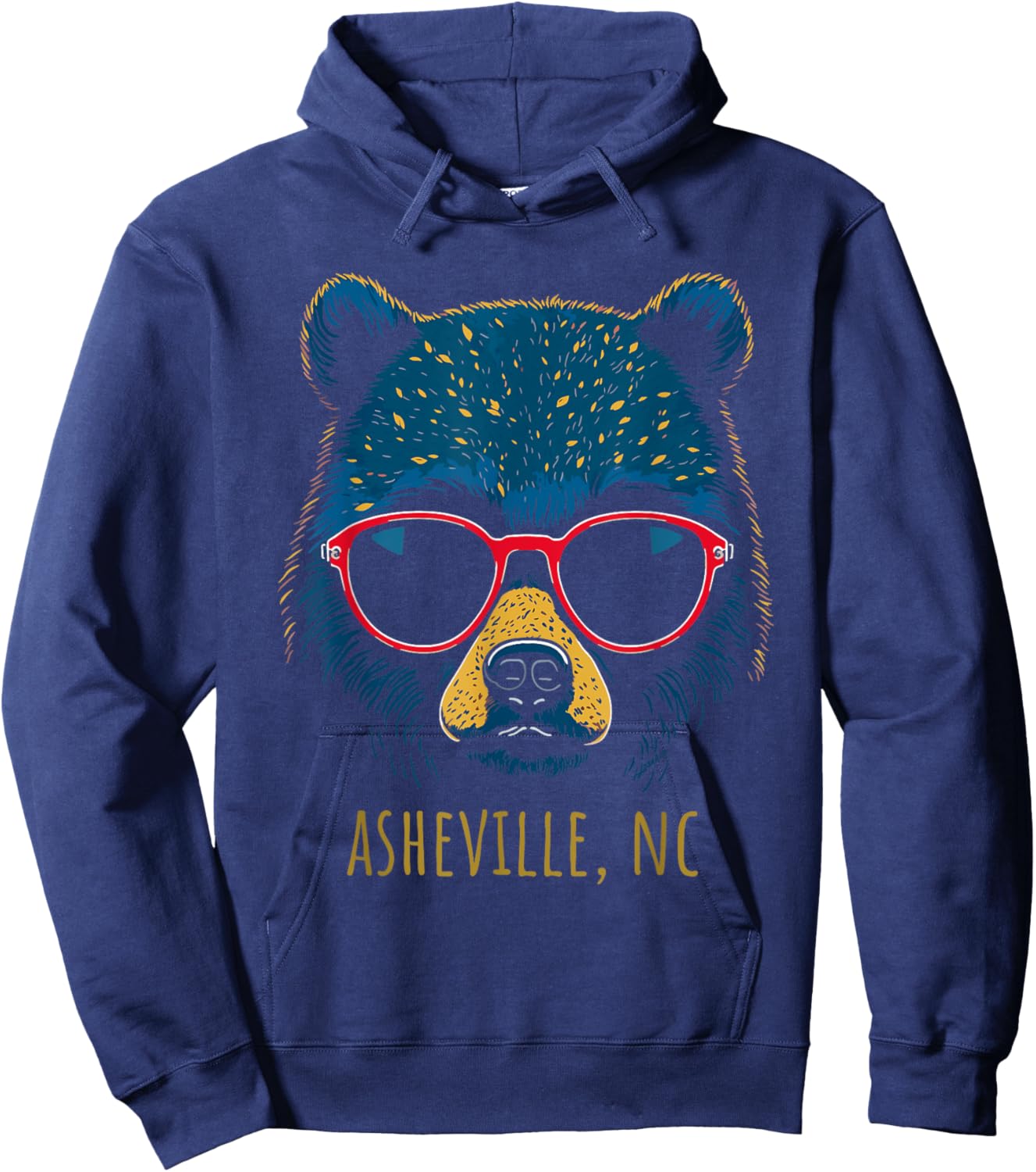 Asheville NC USA Bear Wearing Sunglasses Design Hoodie - Hoodie | Navy