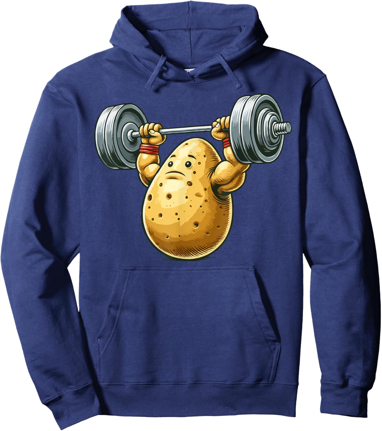 Funny Potato Weightlifting Artwork Funny Weightlifting Hoodie - Hoodie | Navy