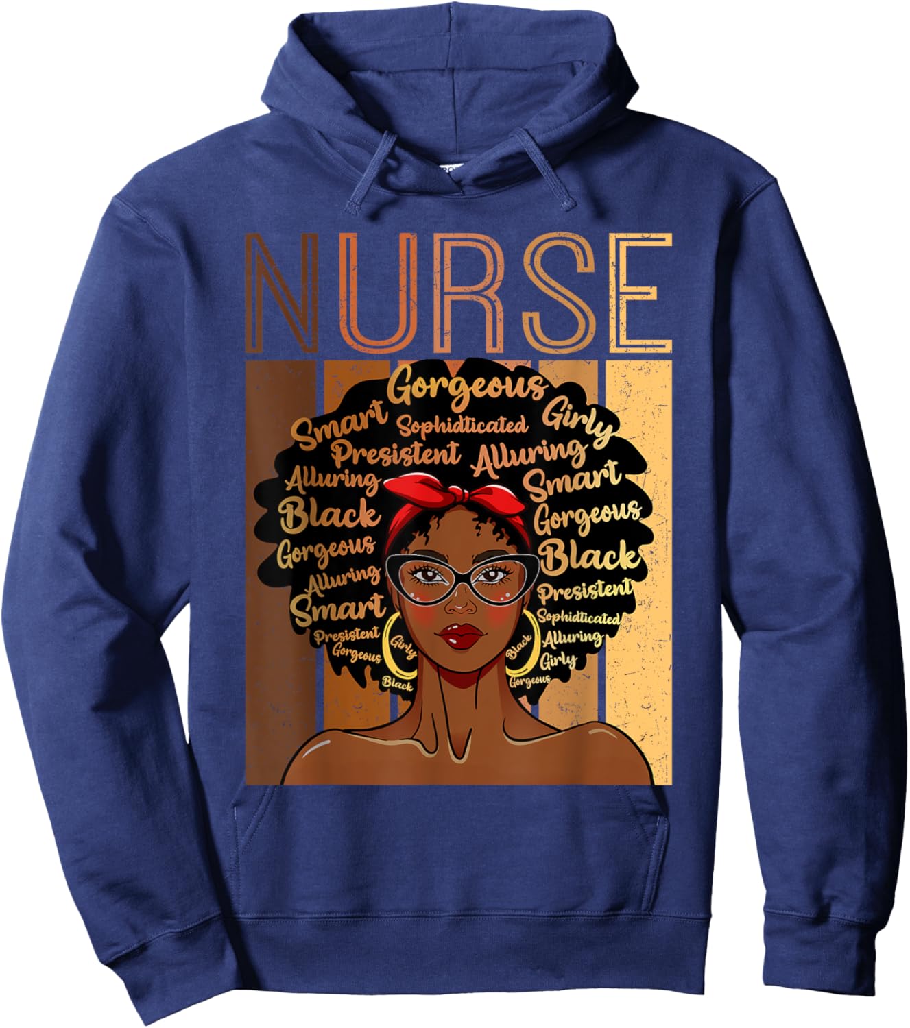 Black Strong Nurse Afro Love Melanin African American Hoodie - Hoodie | Navy