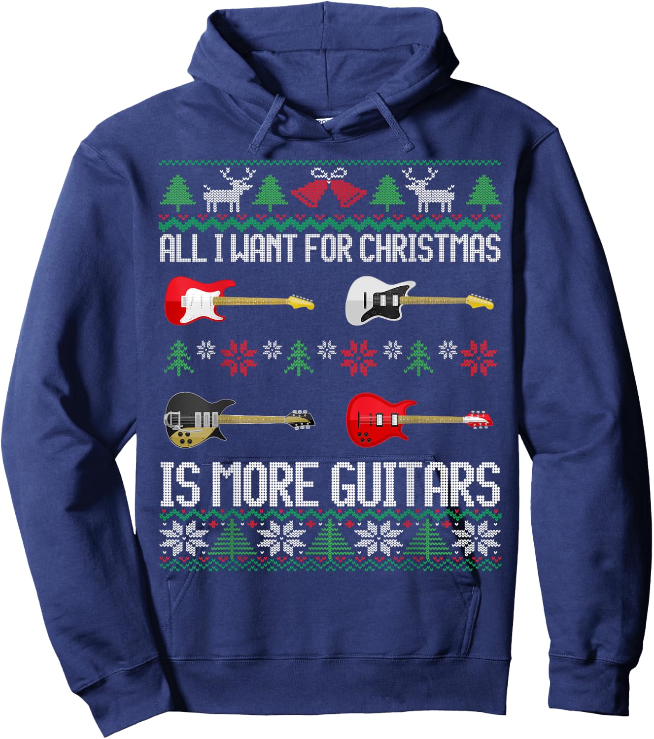 Guitars | Christmas | Guitarist Guitar Ugly Christmas Hoodie - Hoodie | Navy