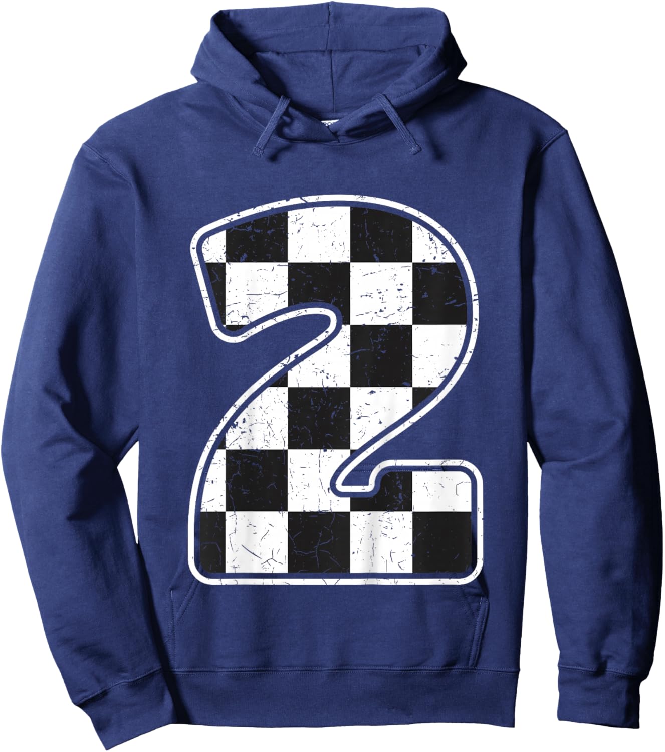 Kids Birthday Boy 2 Two Race Car 2nd Birthday Racing Car Flag Hoodie - Hoodie | Navy