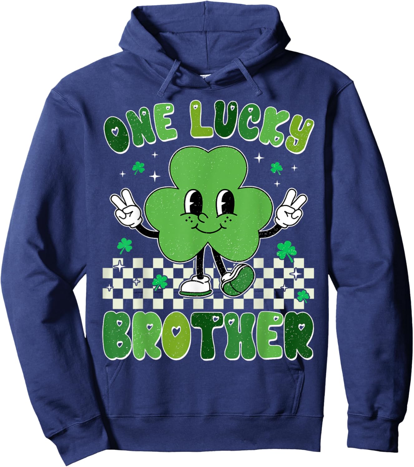 One Lucky Brother St Patrick's Day Shamrock Kids Boy Toddler Hoodie - Hoodie | Navy