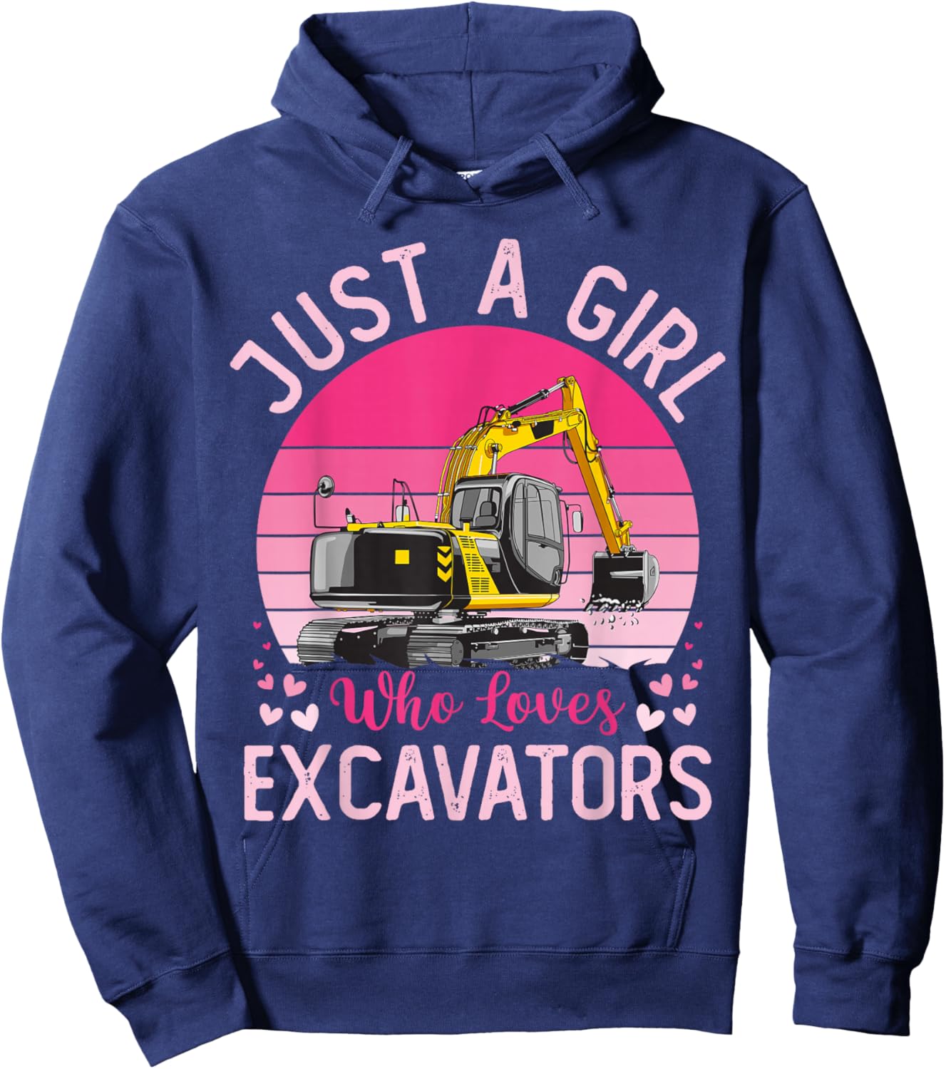 Vintage Just A Girl Who Loves Excavators Hoodie - Hoodie | Navy
