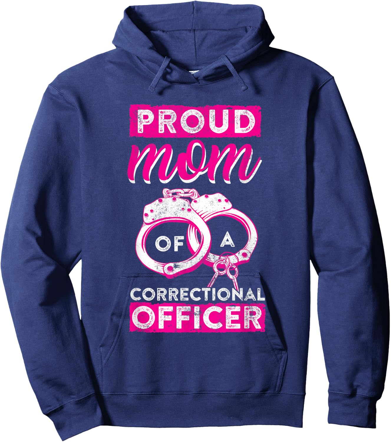 Correctional Officer Proud Mom Thin Silver Line Hoodie - Hoodie | Navy