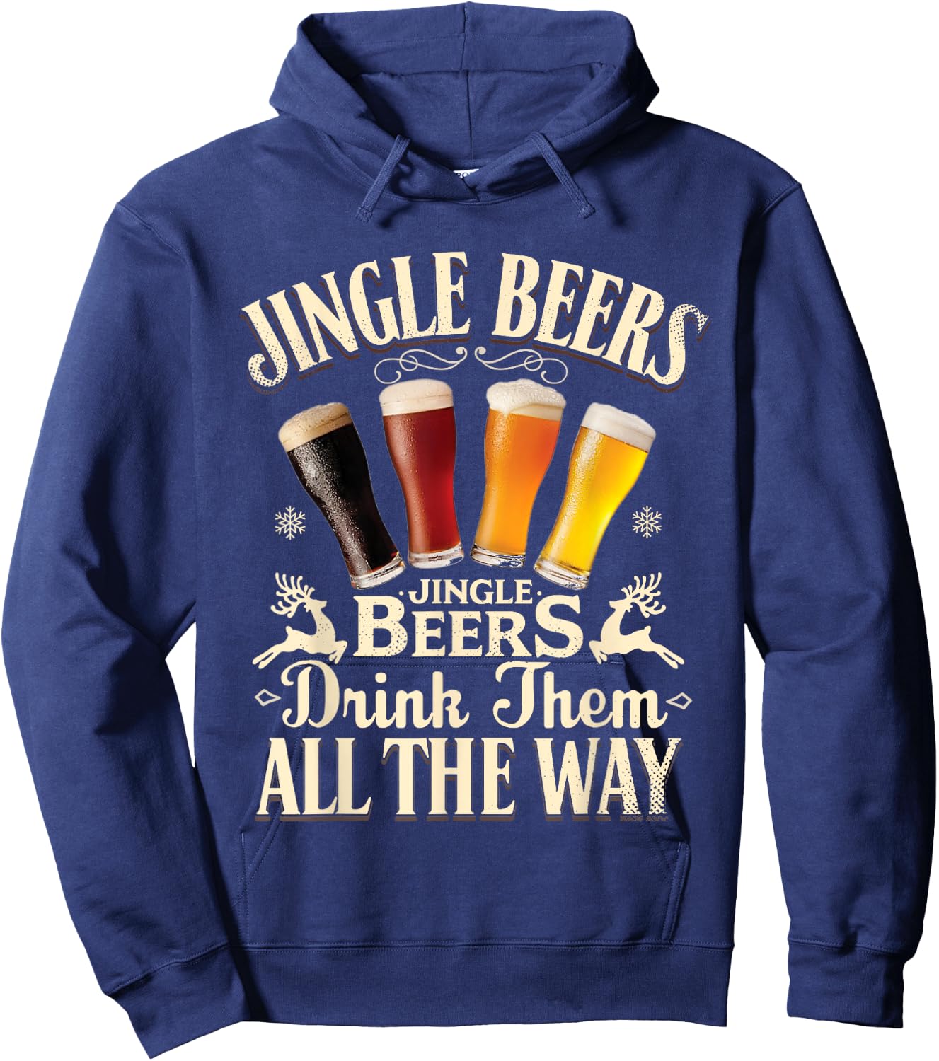 Jingle Beers Drink Them All The Way Funny Drinking Christmas Hoodie - Hoodie | Navy