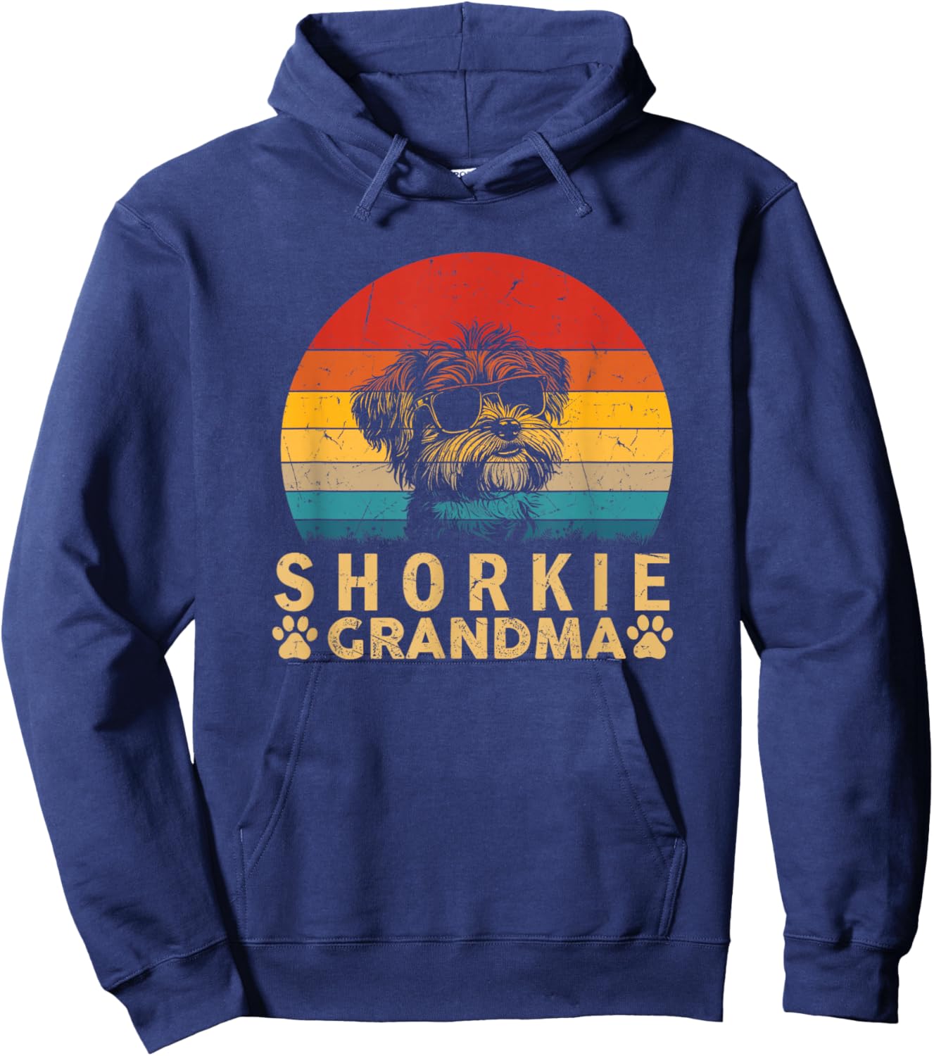 Shorkie Grandma Vintage Dog Lovers Gifts Girls Dog Hoodie - Hoodie | Navy