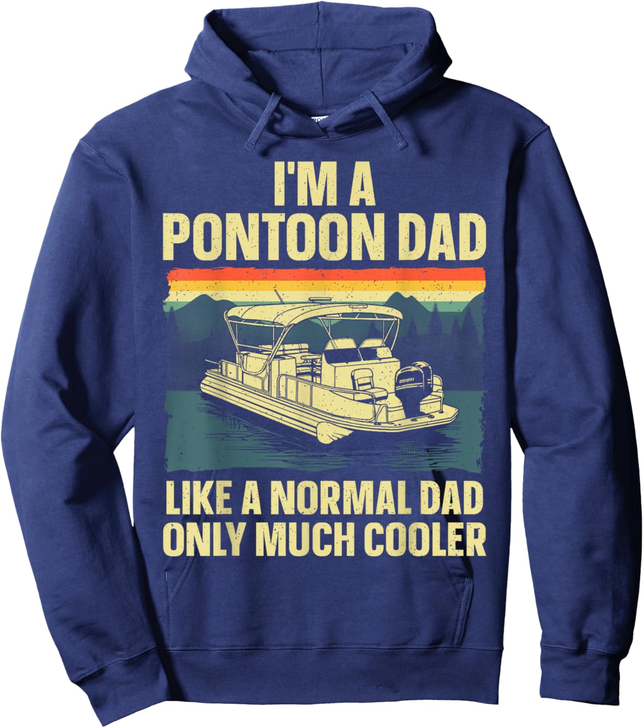 Cool Pontoon Design Dad Boating Pontoon Boat Captain Hoodie - Hoodie | Navy
