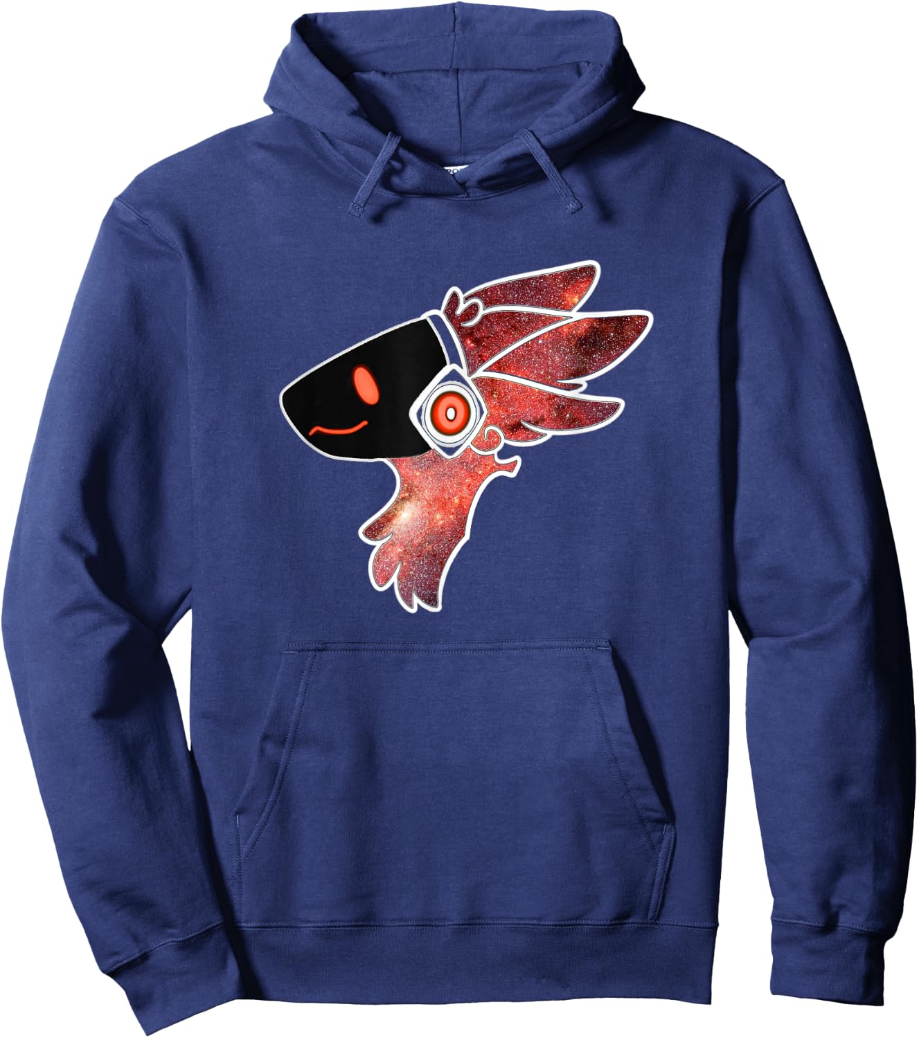 Protogen Fursuit Fursona Head in a Red Star Pattern Hoodie - Hoodie | Navy