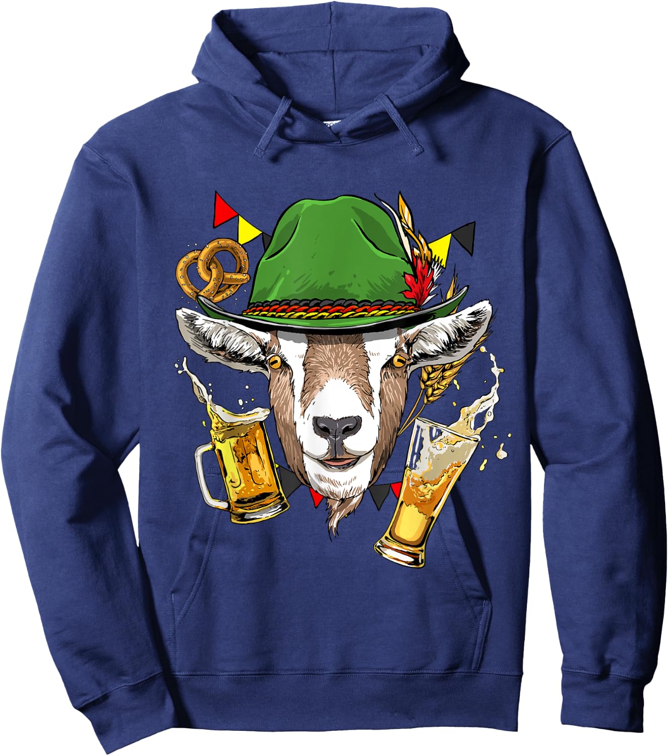 Oktoberfest Shirt Lederhosen Goat Farm Animal Goat Lover Hoodie - Hoodie | Navy