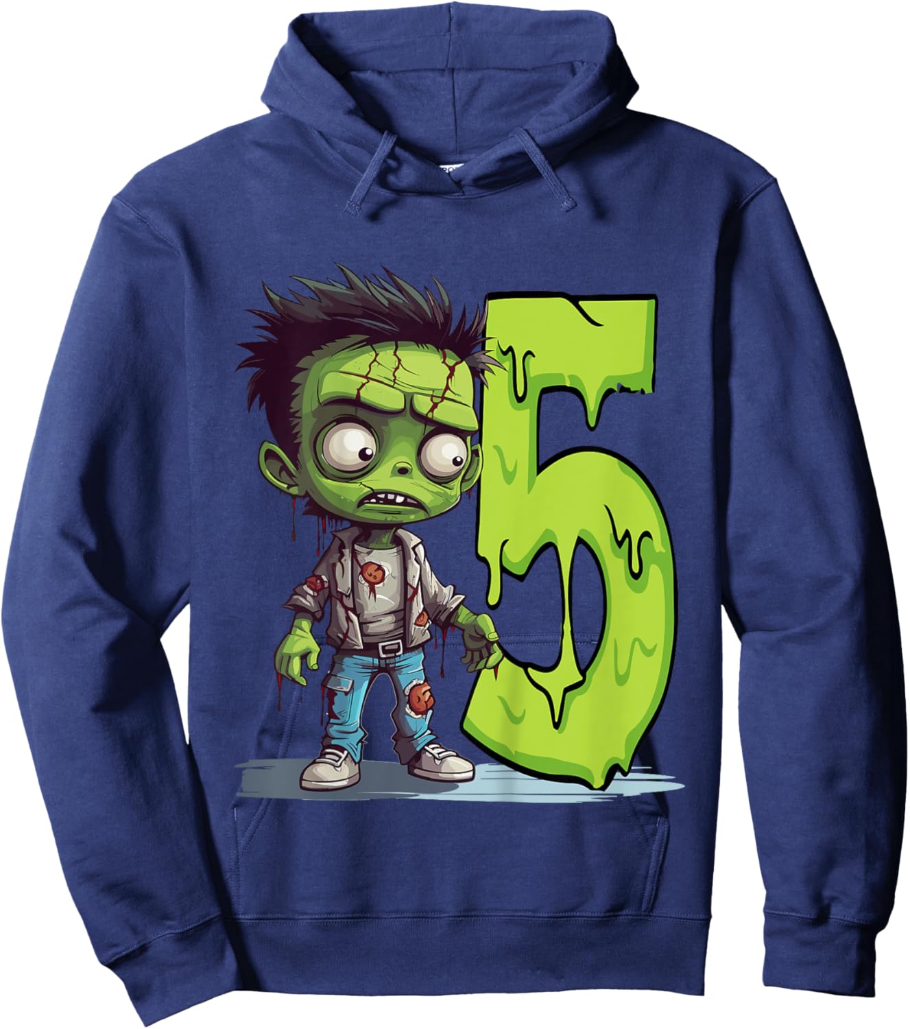 Kids Scary Zombie - five Years - creepy 5th Birthday Halloween Hoodie - Hoodie | Navy