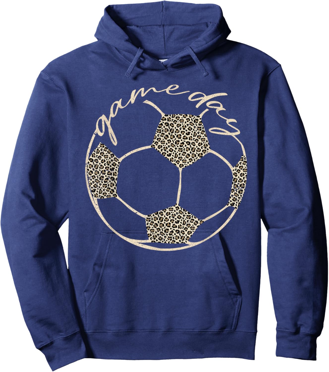 Soccer Game Day Women Leopard Cheetah Print Soccer Fan Hoodie - Hoodie | Navy
