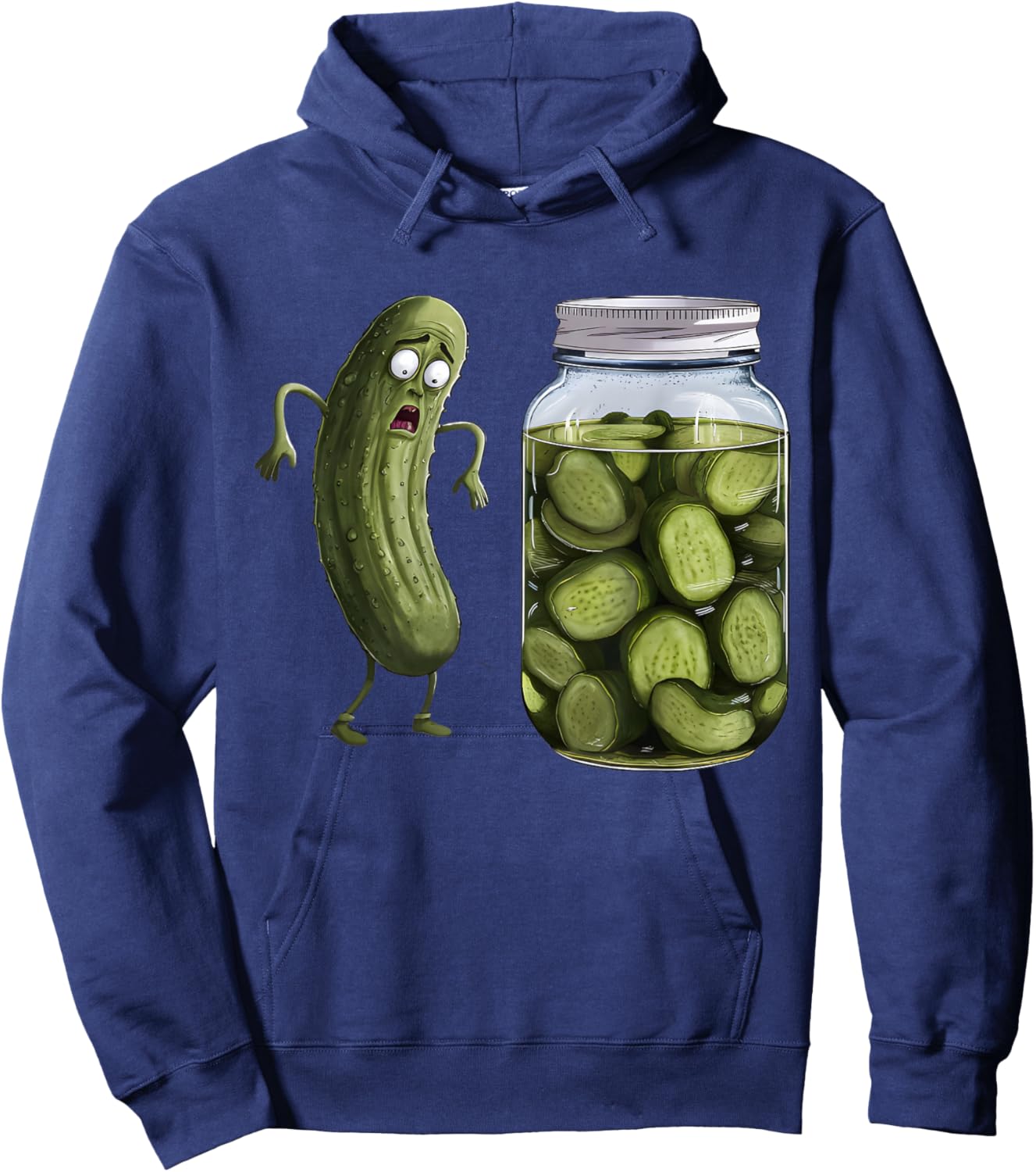 Funny Pickle Surprise A Cucumber And A Jar Of Sliced Pickles Hoodie - Hoodie | Navy