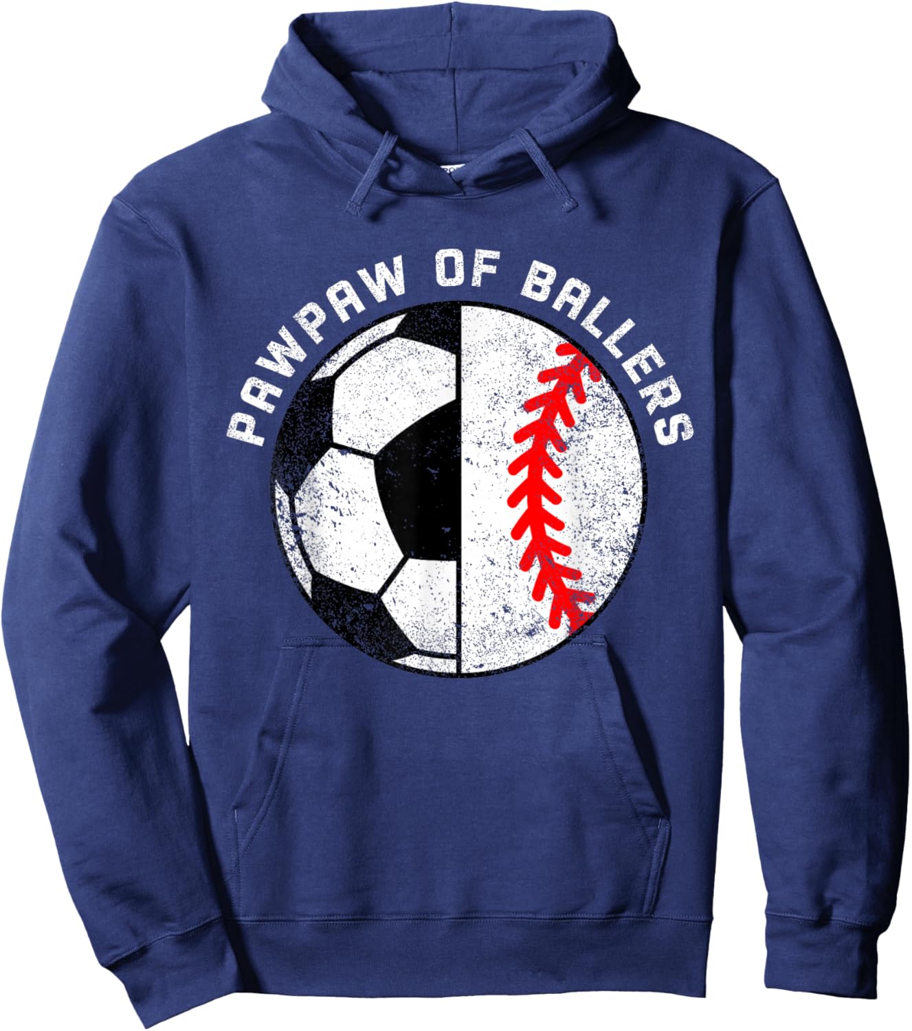 PawPaw Of Ballers Funny Soccer Baseball Paw Paw Hoodie - Hoodie | Navy