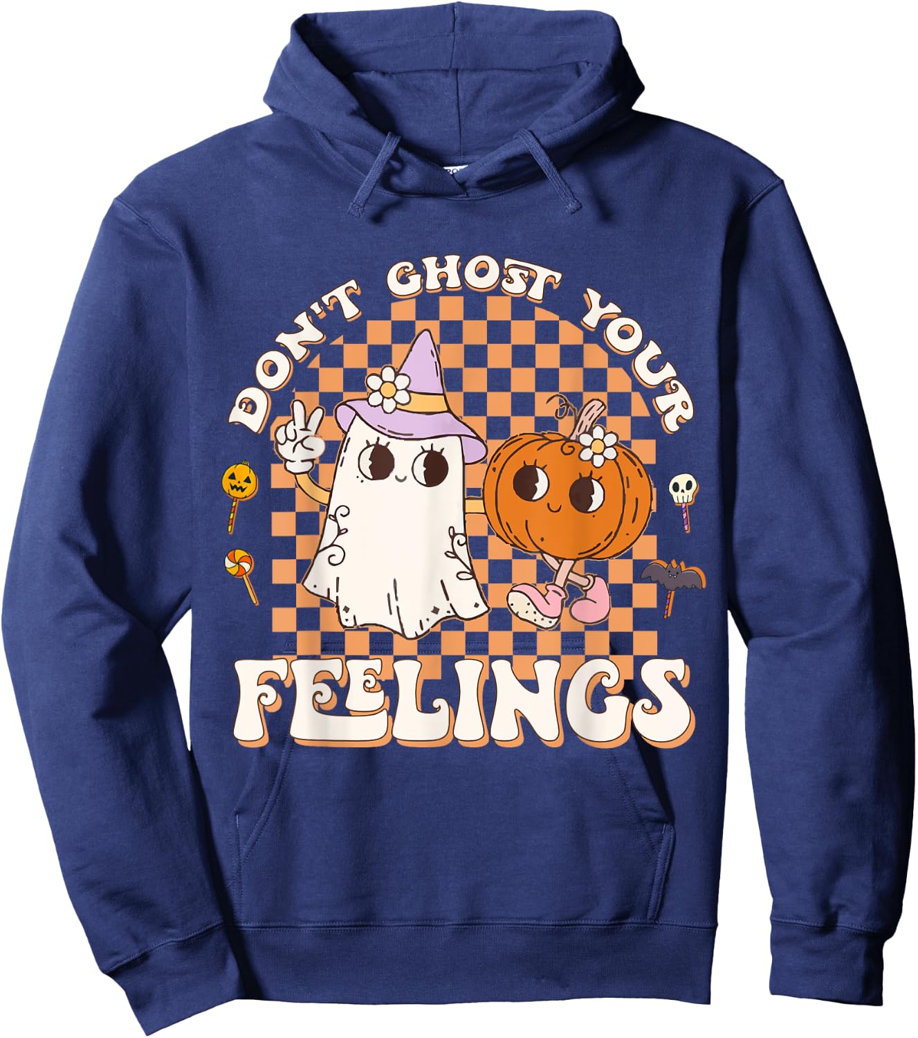 Cool Mental Health Halloween Quote Don't Ghost Your Feelings Hoodie - Hoodie | Navy