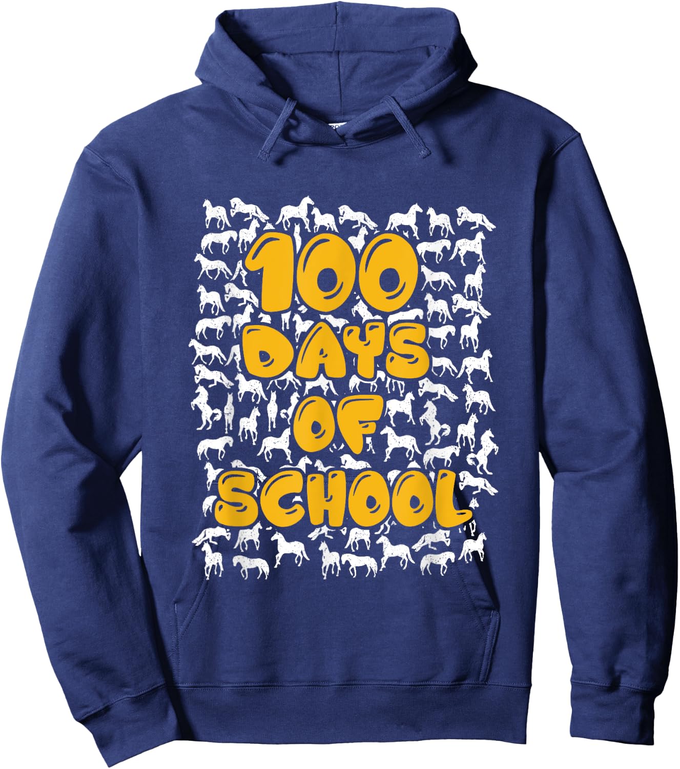 100 Days of School horse mustang mascot Hoodie - Hoodie | Navy