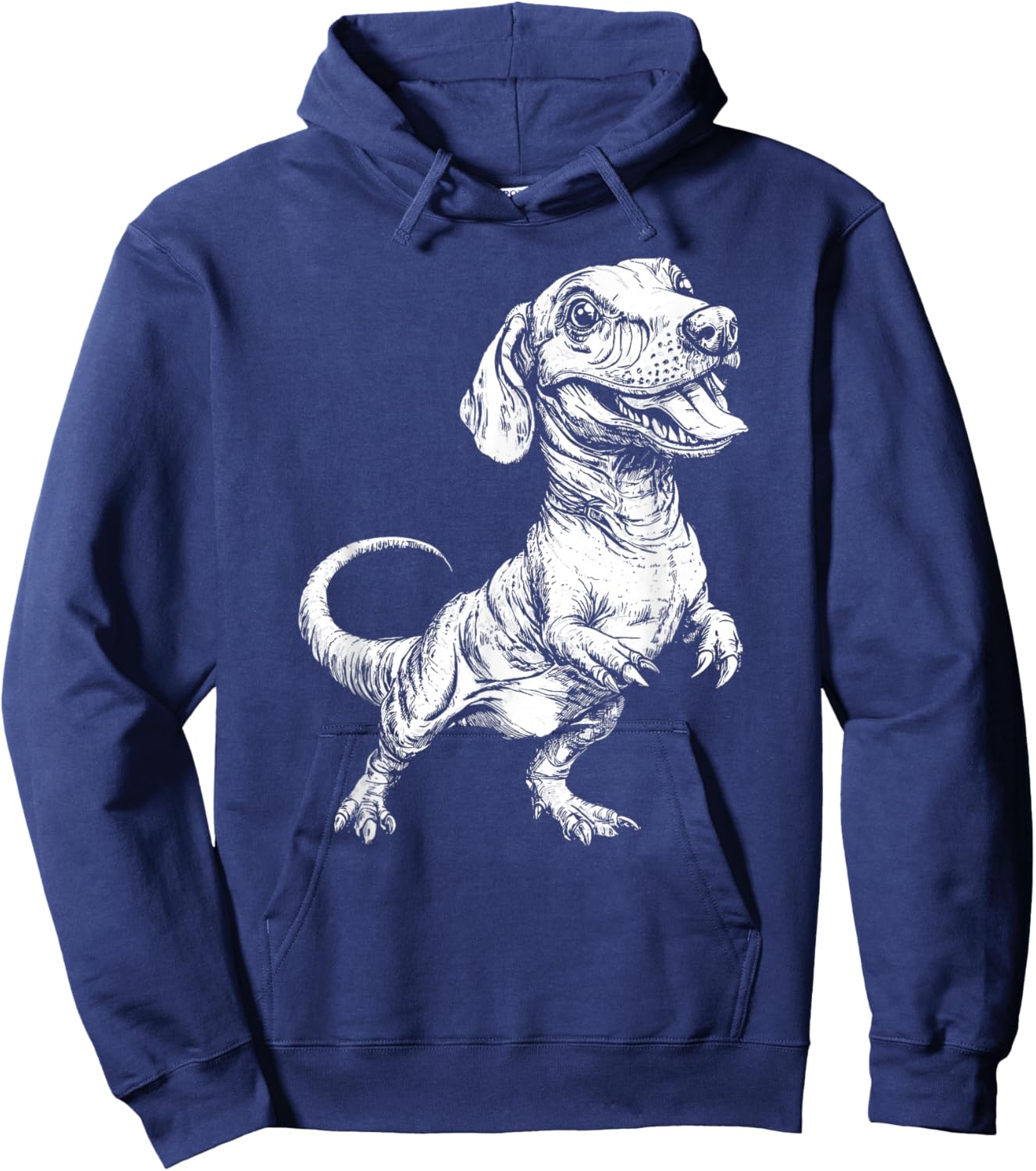 Dachshund Dog Dinosaur Tyrannosaurus Dachshund Saurus Dino Hoodie - Hoodie | Navy