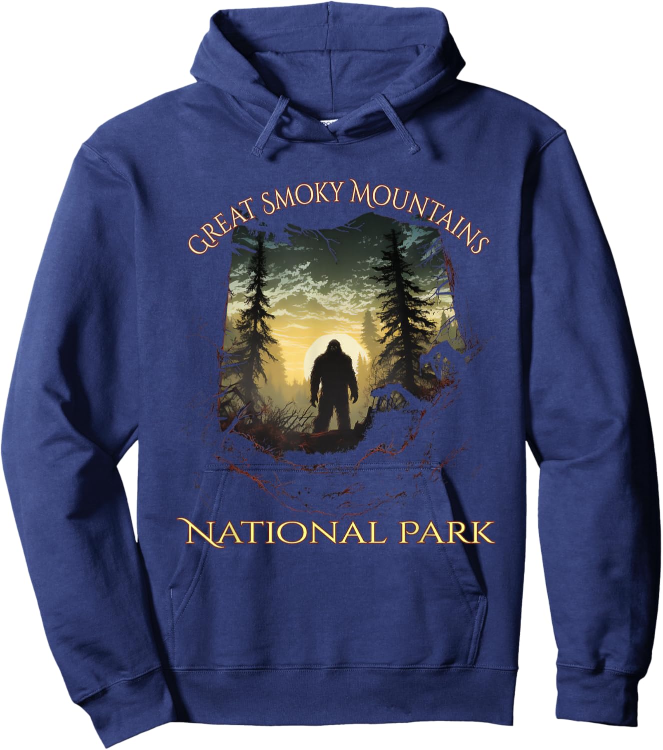 Great Smokey Mountains National Park Bigfoot Sasquatch Hoodie - Hoodie | Navy
