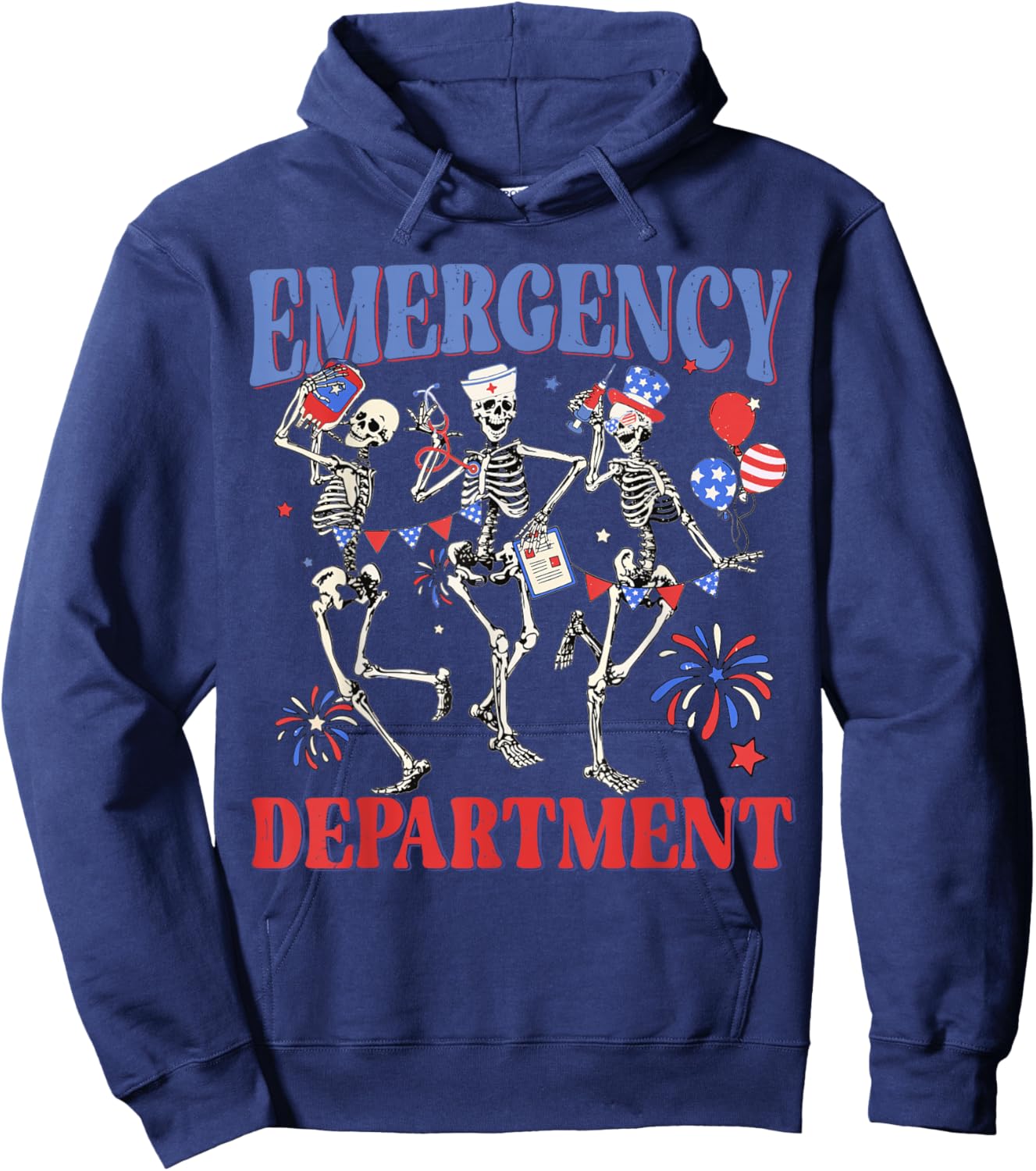 Emergency Department 4th Of July ER Nurse Independence Day Hoodie - Hoodie | Navy
