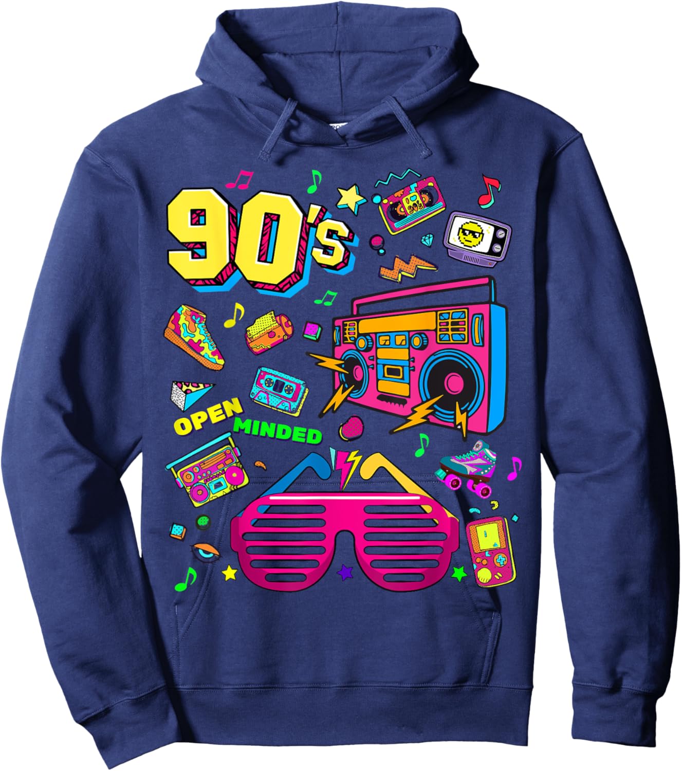 Men's Women's Kids Vintage Retro Back To 90's Graphic Design Hoodie - Hoodie | Navy
