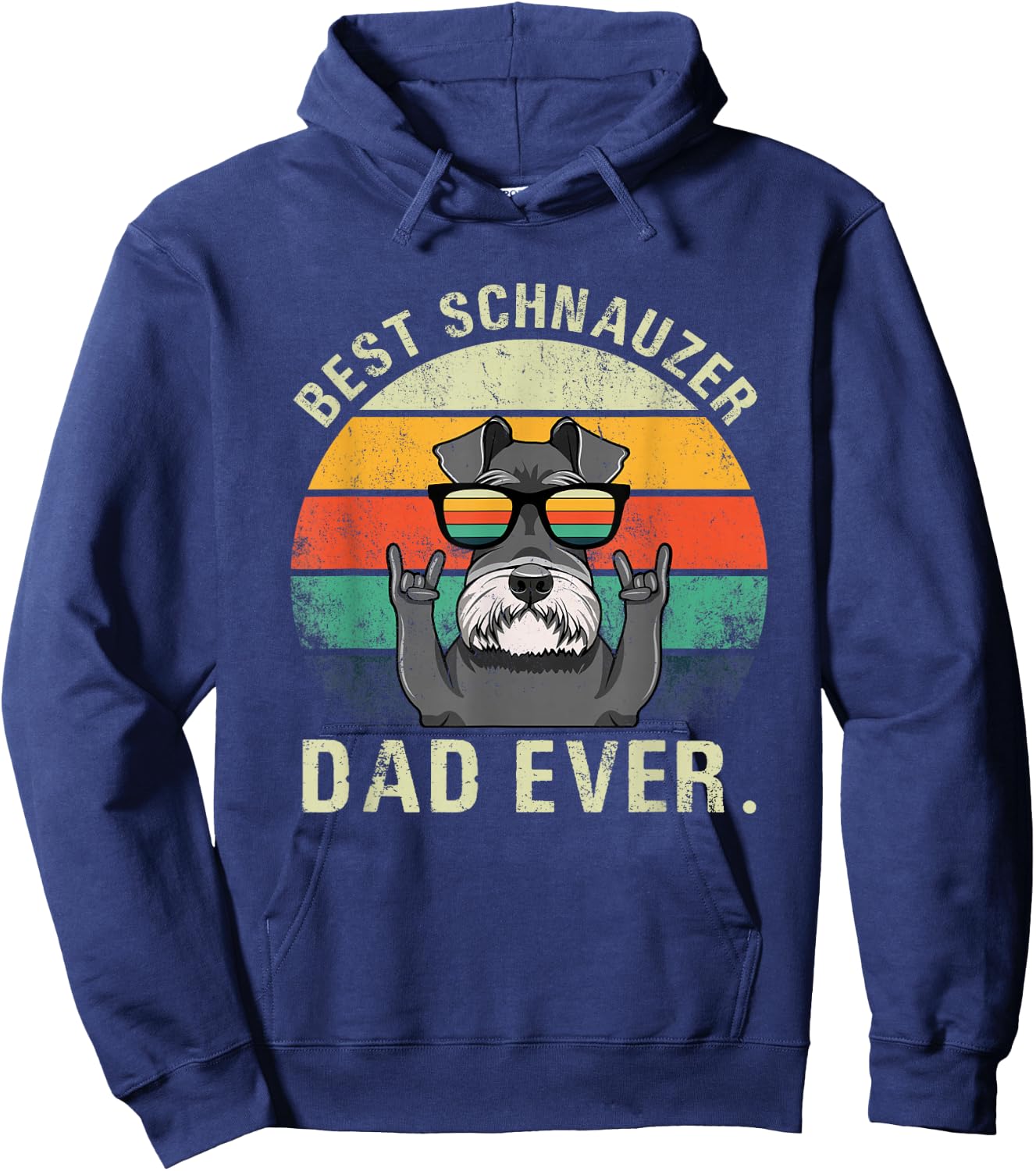 Dog Vintage Best Schnauzer Dad Ever Shirt Fathers Day Gifts Hoodie - Hoodie | Navy