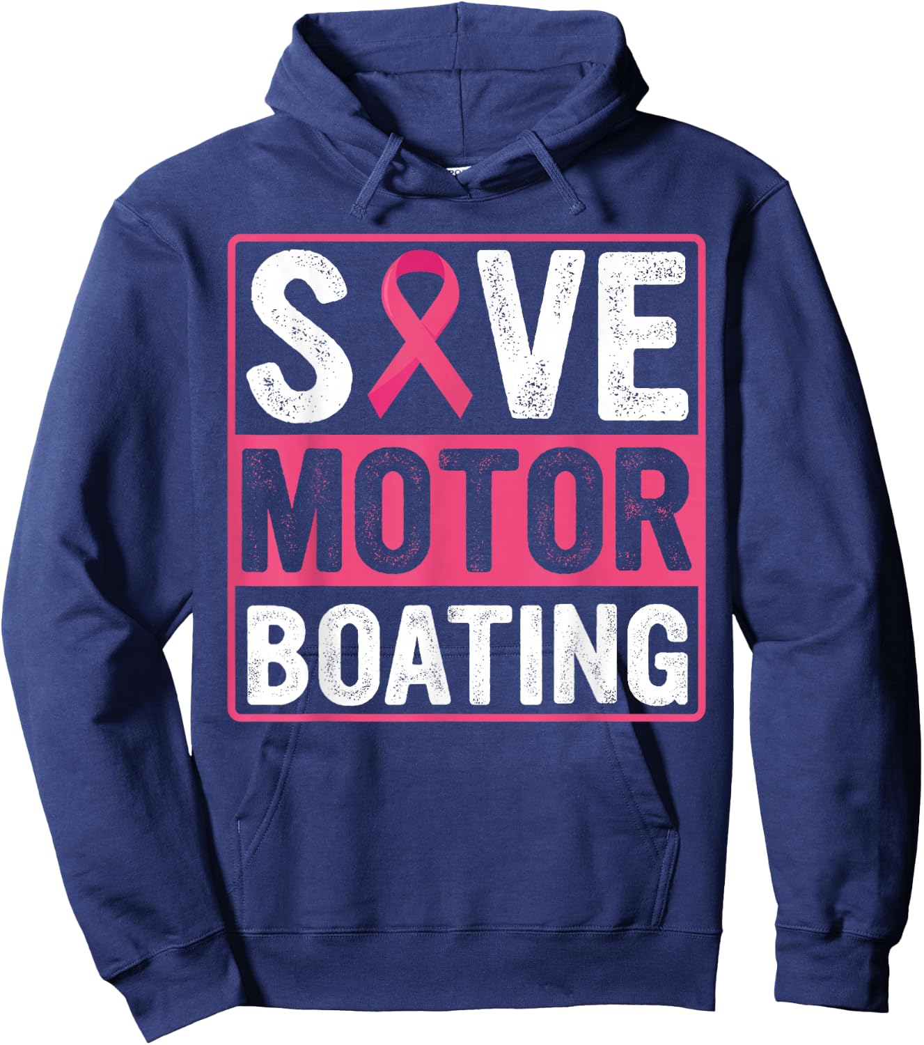 Save Motor Boating Breast Cancer Pink Ribbon Hoodie - Hoodie | Navy