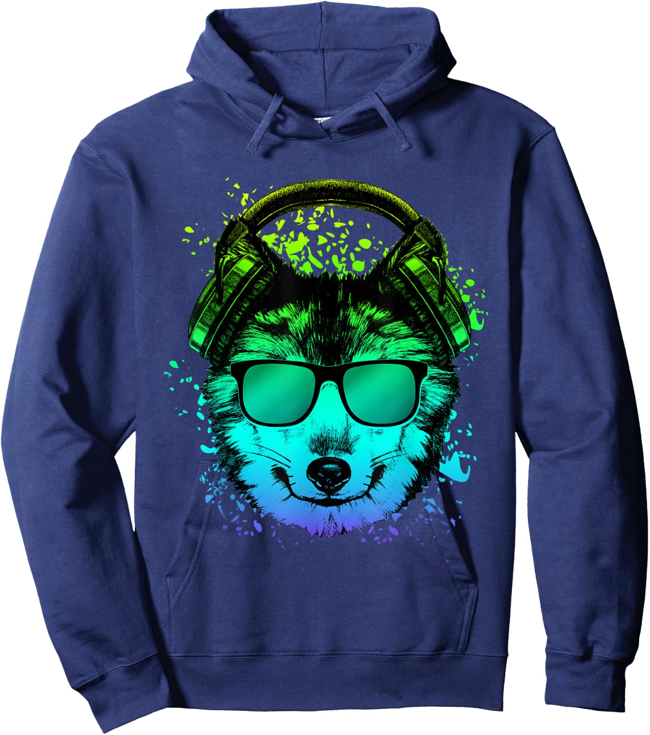 Trippy DJ Shirt EDM Techno House Wolves | Psychedelic Wolf Hoodie - Hoodie | Navy