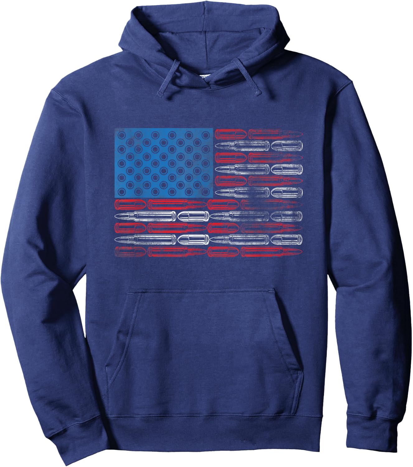 American Flag With Bullets Weapon Ammo Lover US Flag Vintage Men Hoodie - Hoodie | Navy
