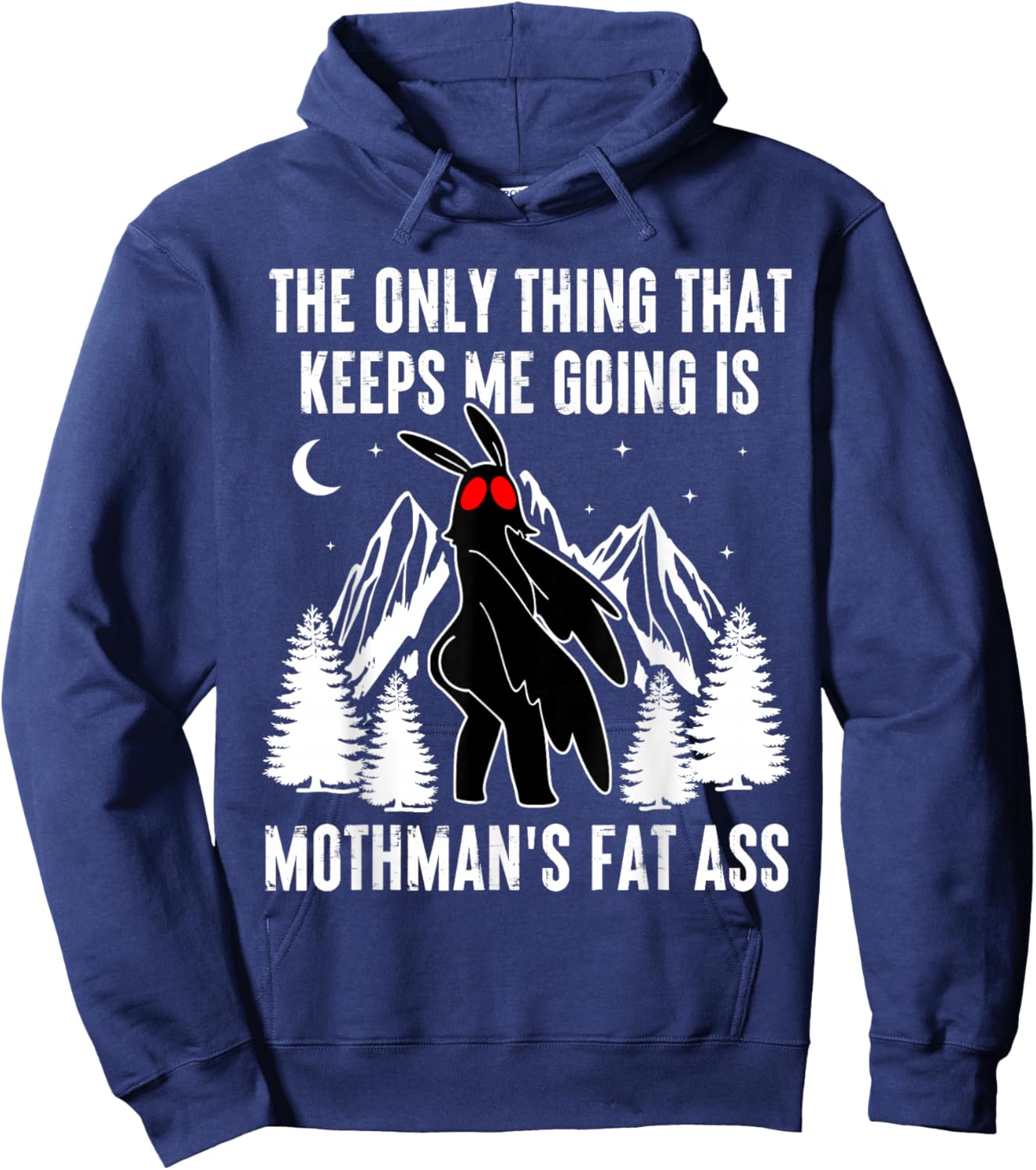 Funny Mothman Fat Ass Vintage Cryptid Funny Mothman Meme Hoodie - Hoodie | Navy