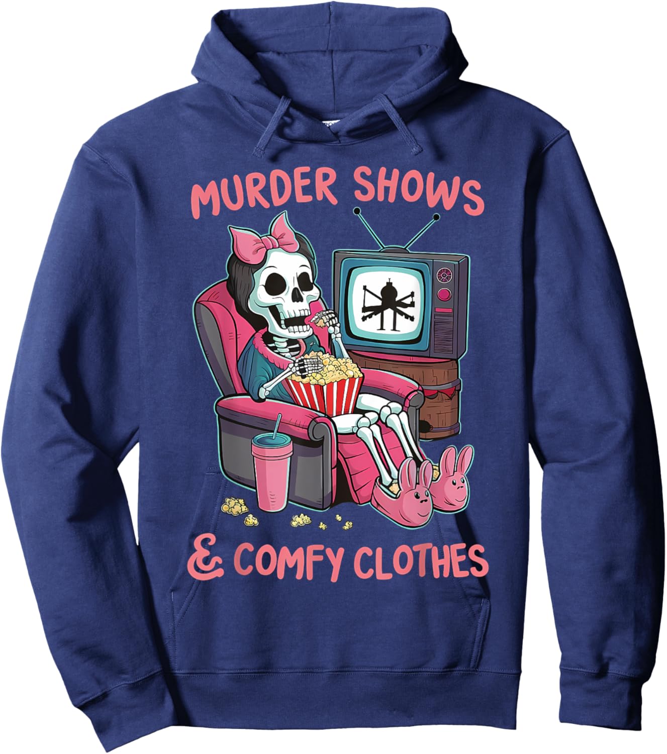 Murder Shows and Comfy Clothes Skeleton Mom Mother's Day Hoodie - Hoodie | Navy