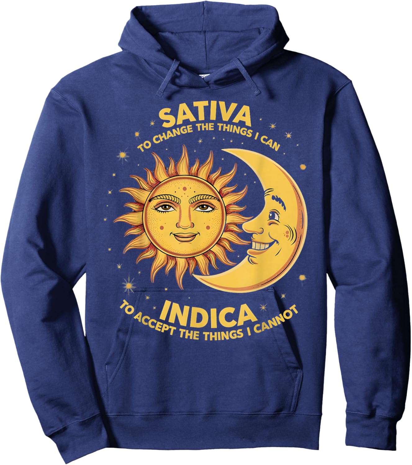 Cosmic Harmony Botanical Balance Mindset Sativa To Change Things Indica To Accept Things , Small, Black Hoodie - Hoodie | Navy
