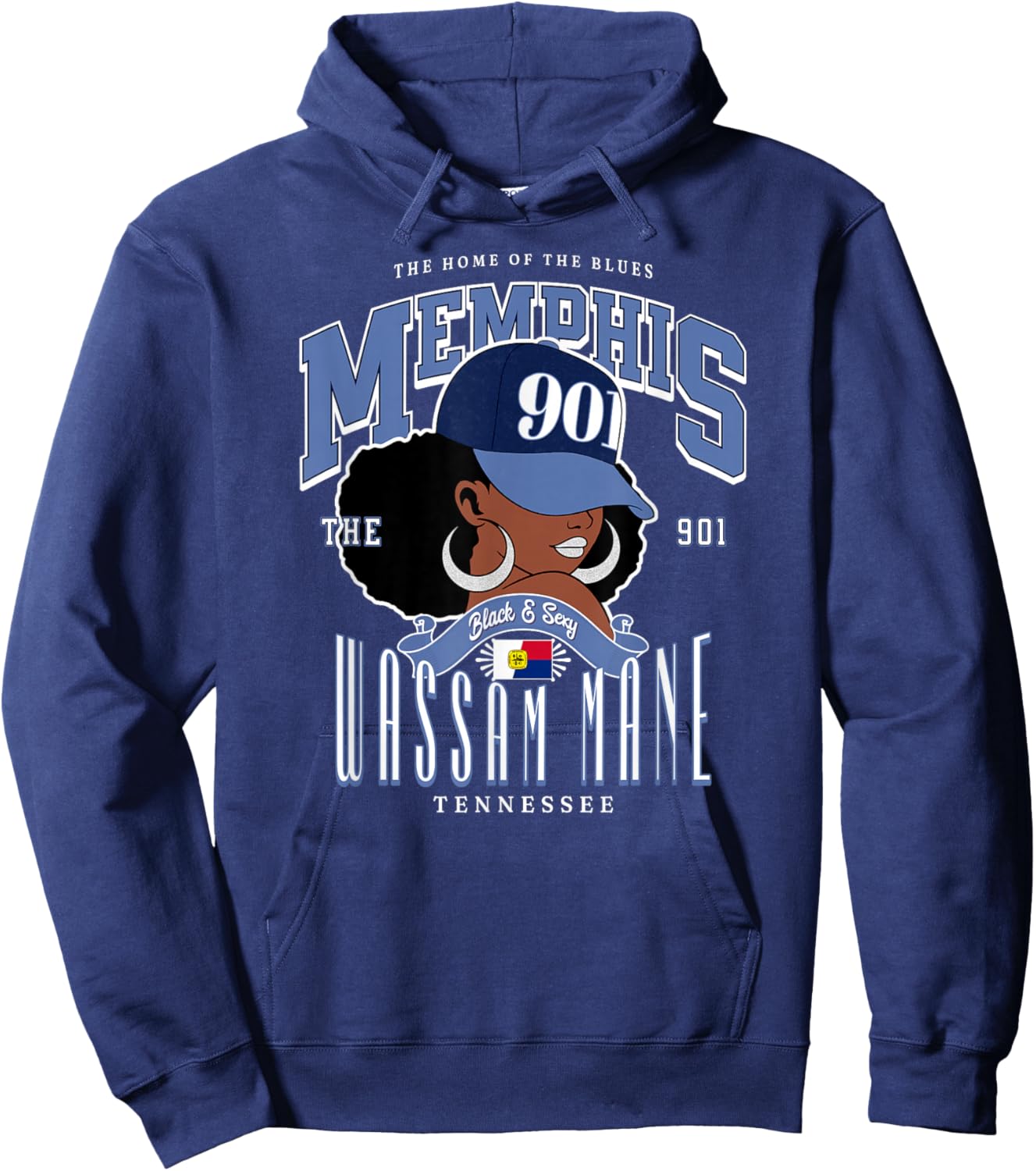901 Area Code Memphis TN Unapologetically Melanated Hoodie - Hoodie | Navy