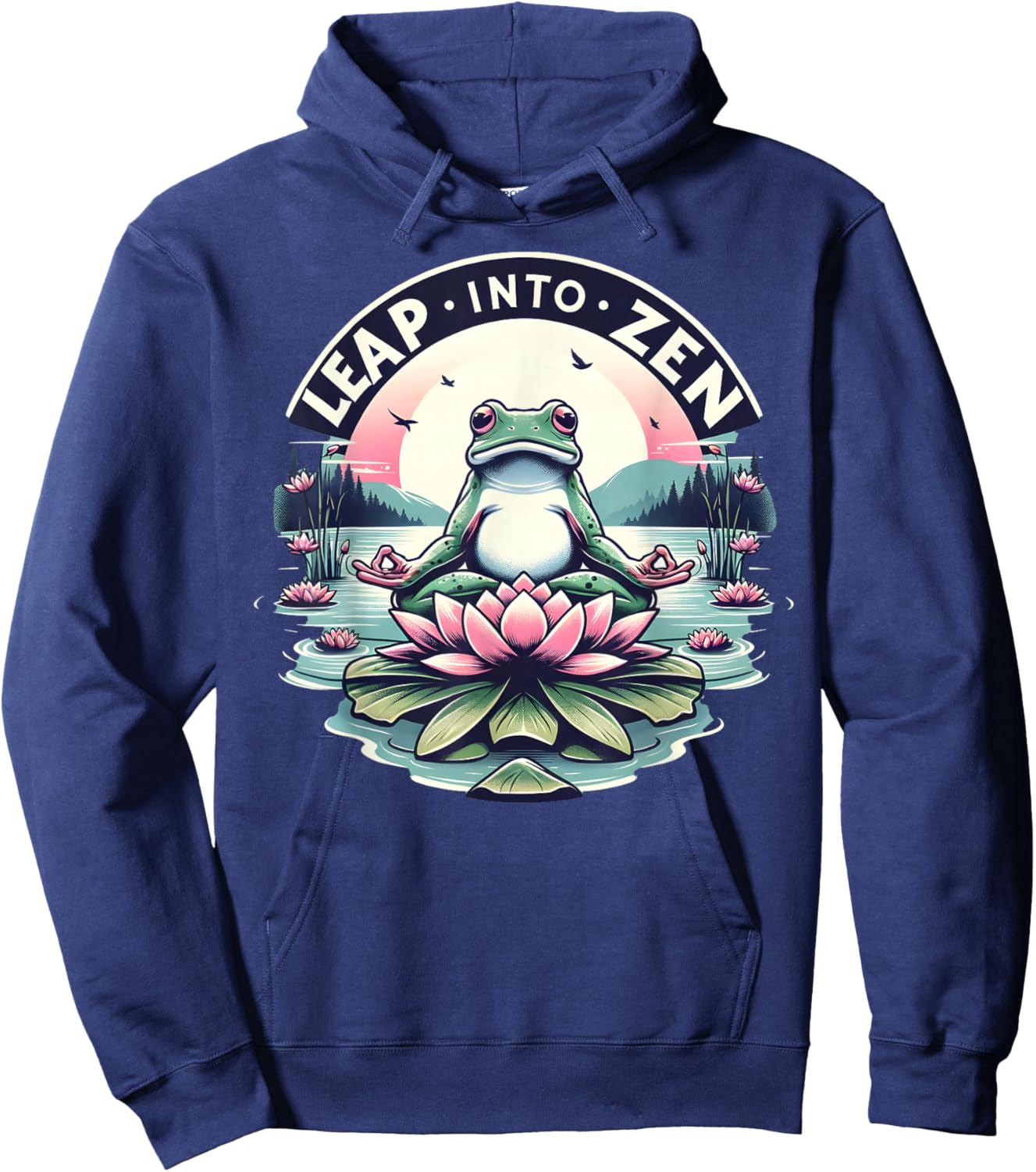 Meditative Frog Lotus Pose Yoga Zen Peaceful Mind Hoodie - Hoodie | Navy
