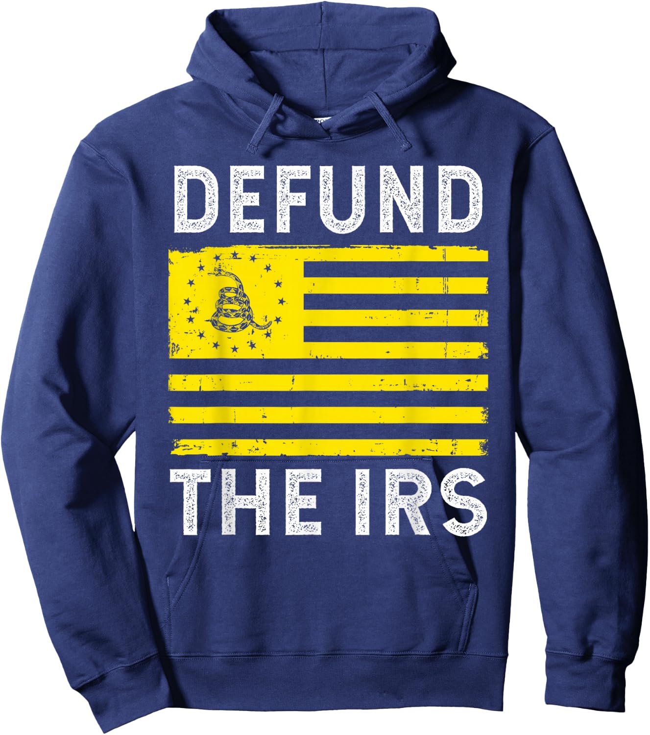 Defund The IRS Gadsden Flag Anti Government Tax Return Hoodie - Hoodie | Navy